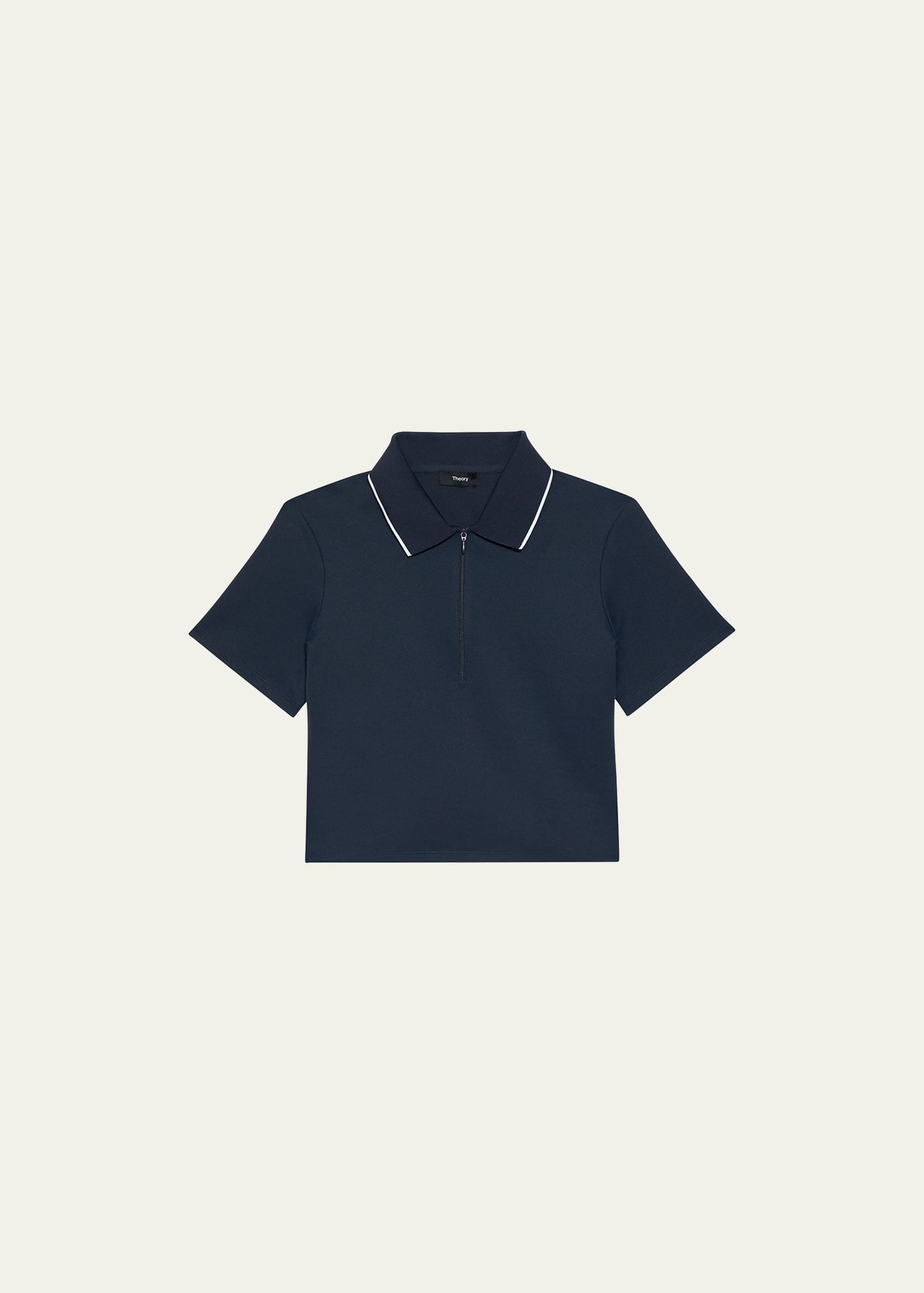 Theory Tennis Polo Zip-front Top In Nocturne Navy