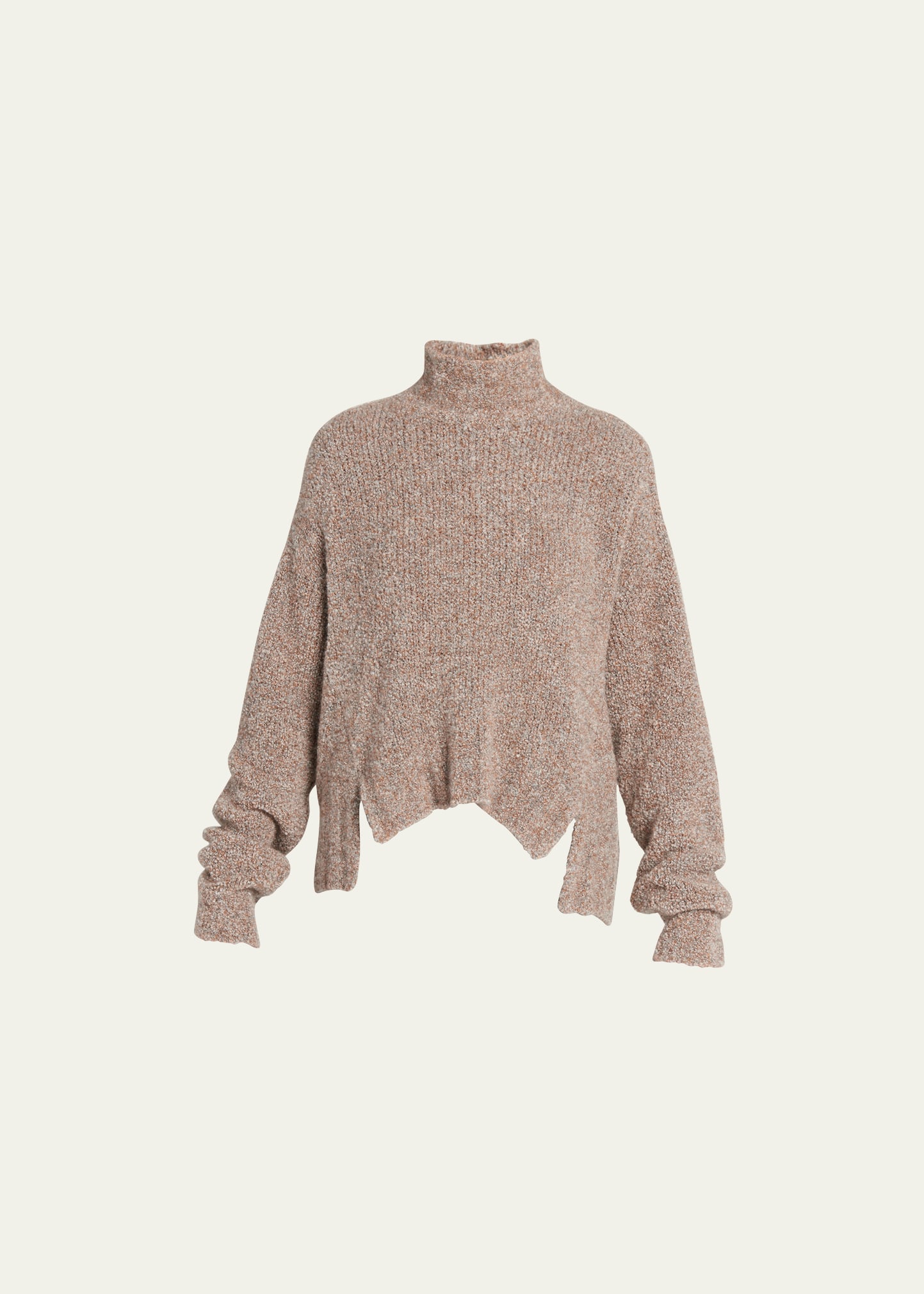 Shop Giorgio Armani Cashmere Silk Boucle Turtleneck In Light Brown