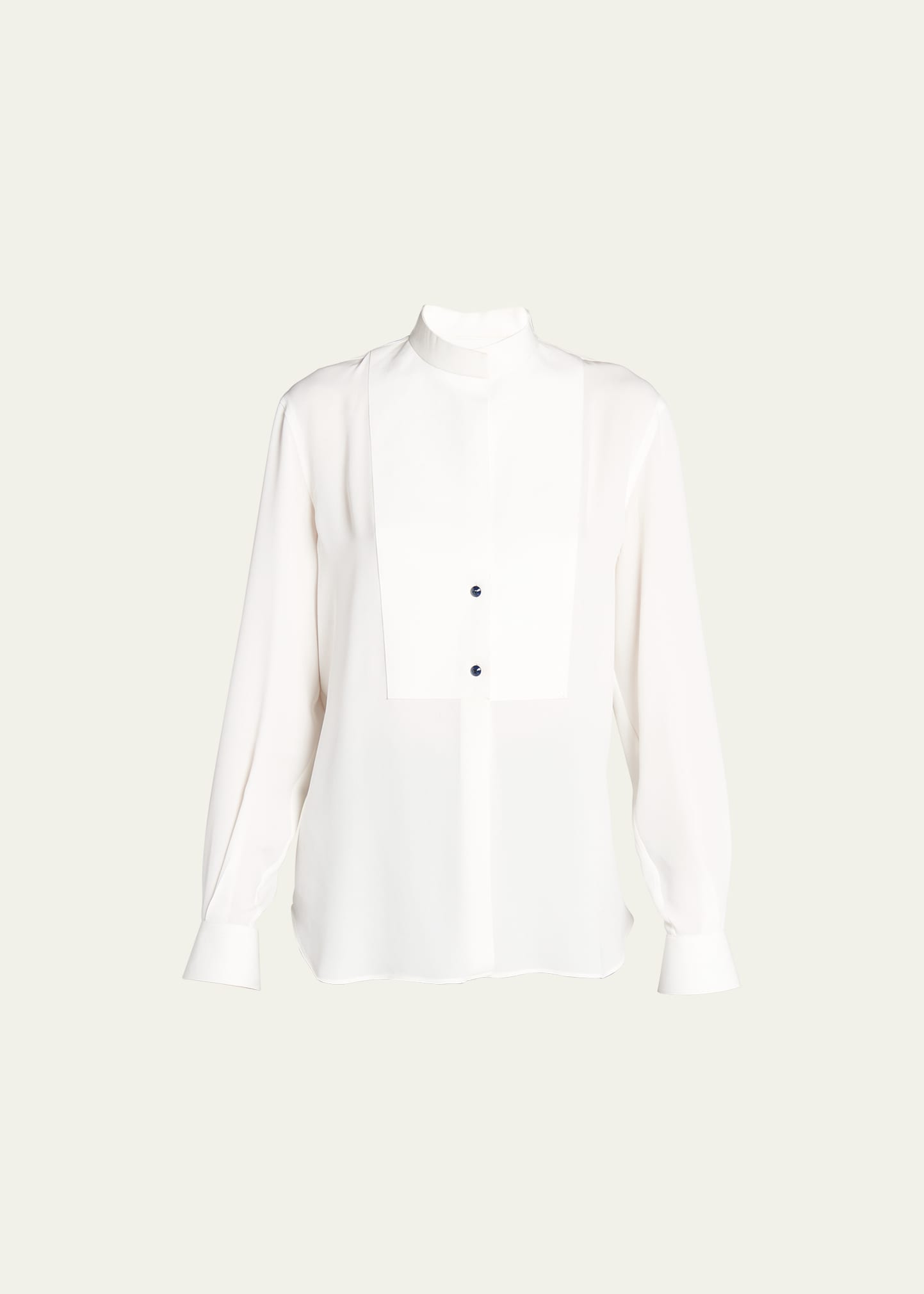 Giorgio Armani Bibbed Poplin Tuxedo Shirt In Solid White