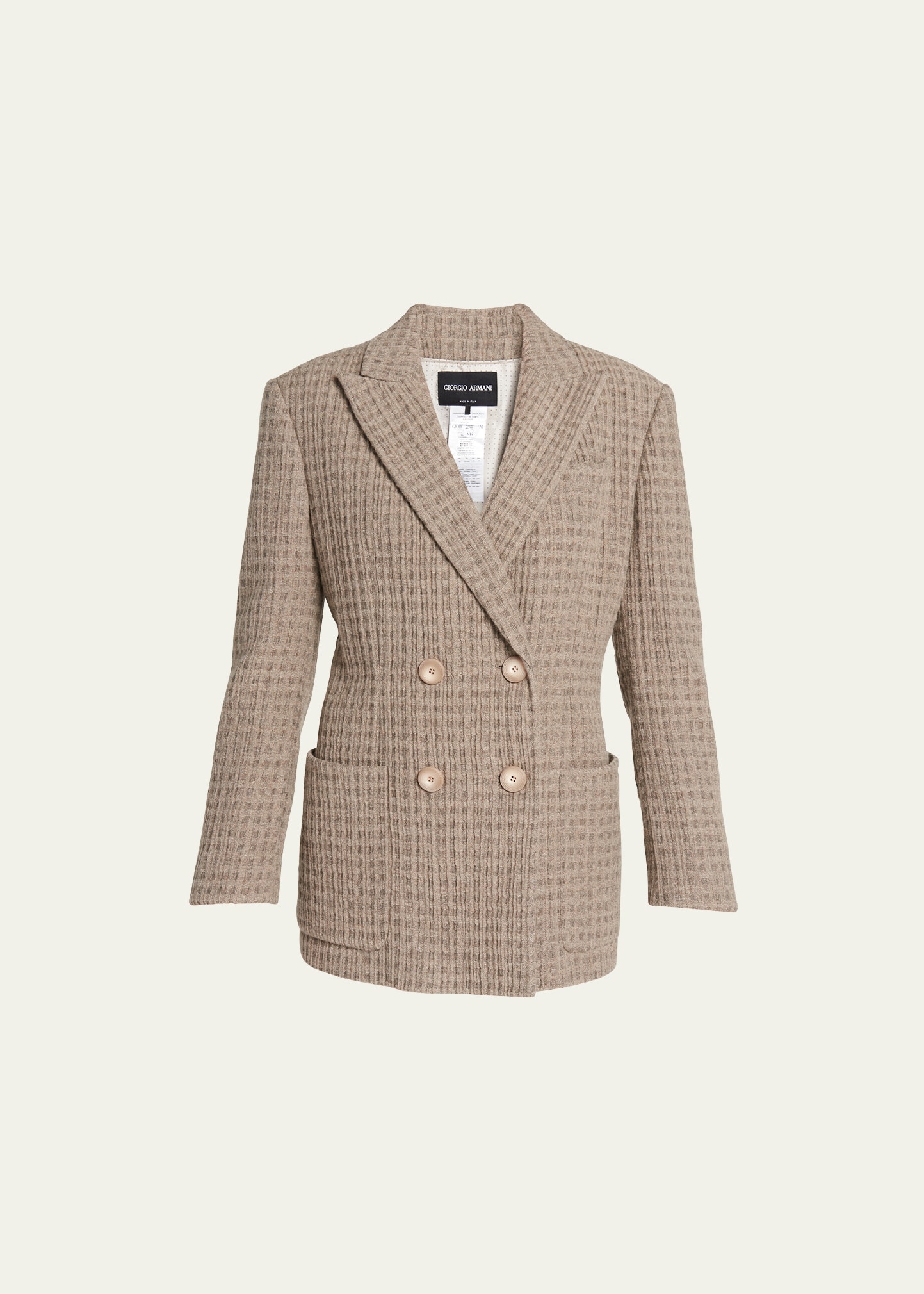 GIORGIO ARMANI SEERSUCKER CASHMERE DOUBLE-BREAST BLAZER