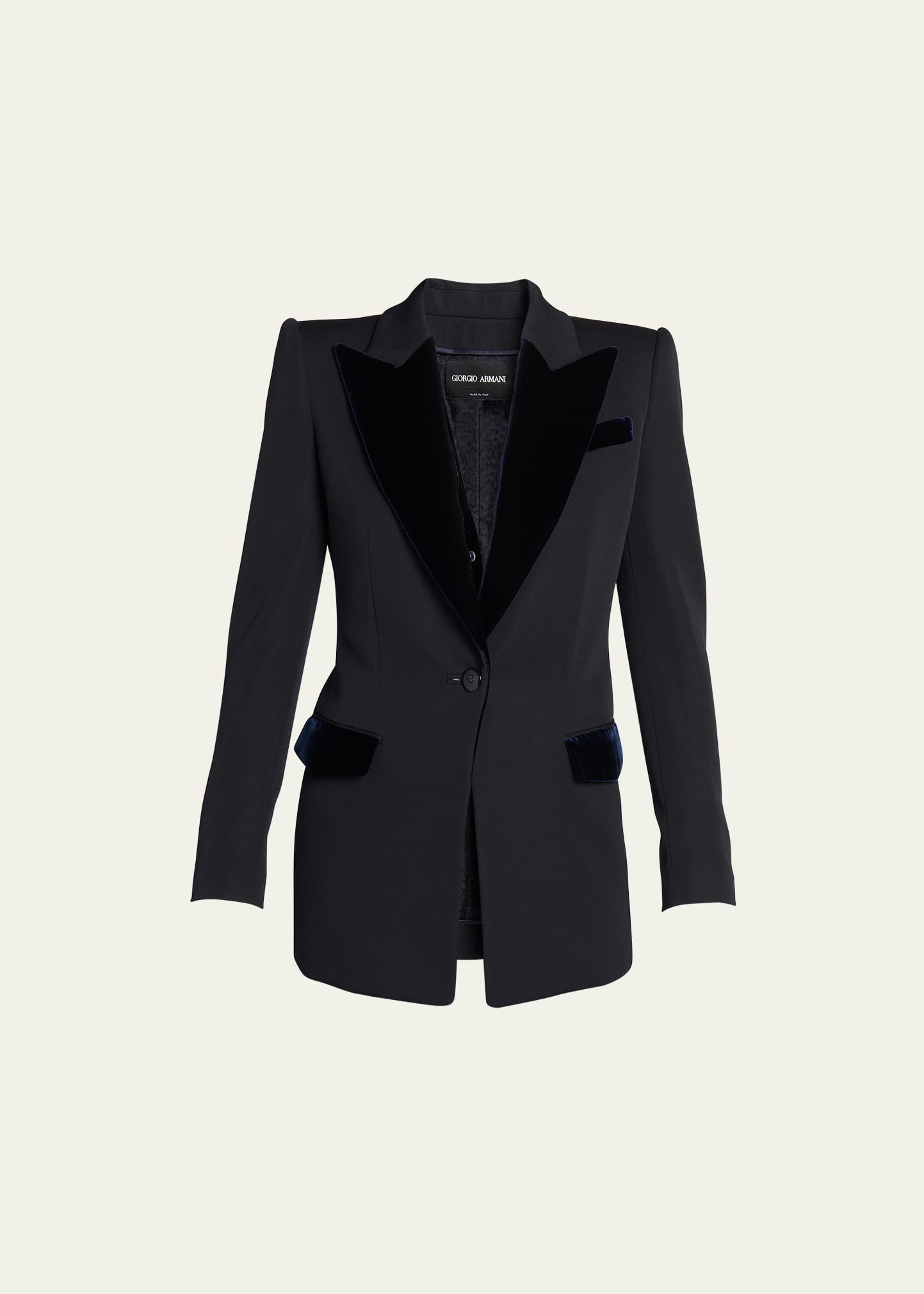 Giorgio Armani Women's Velvet-embellished Single-breasted Jacket In Navy