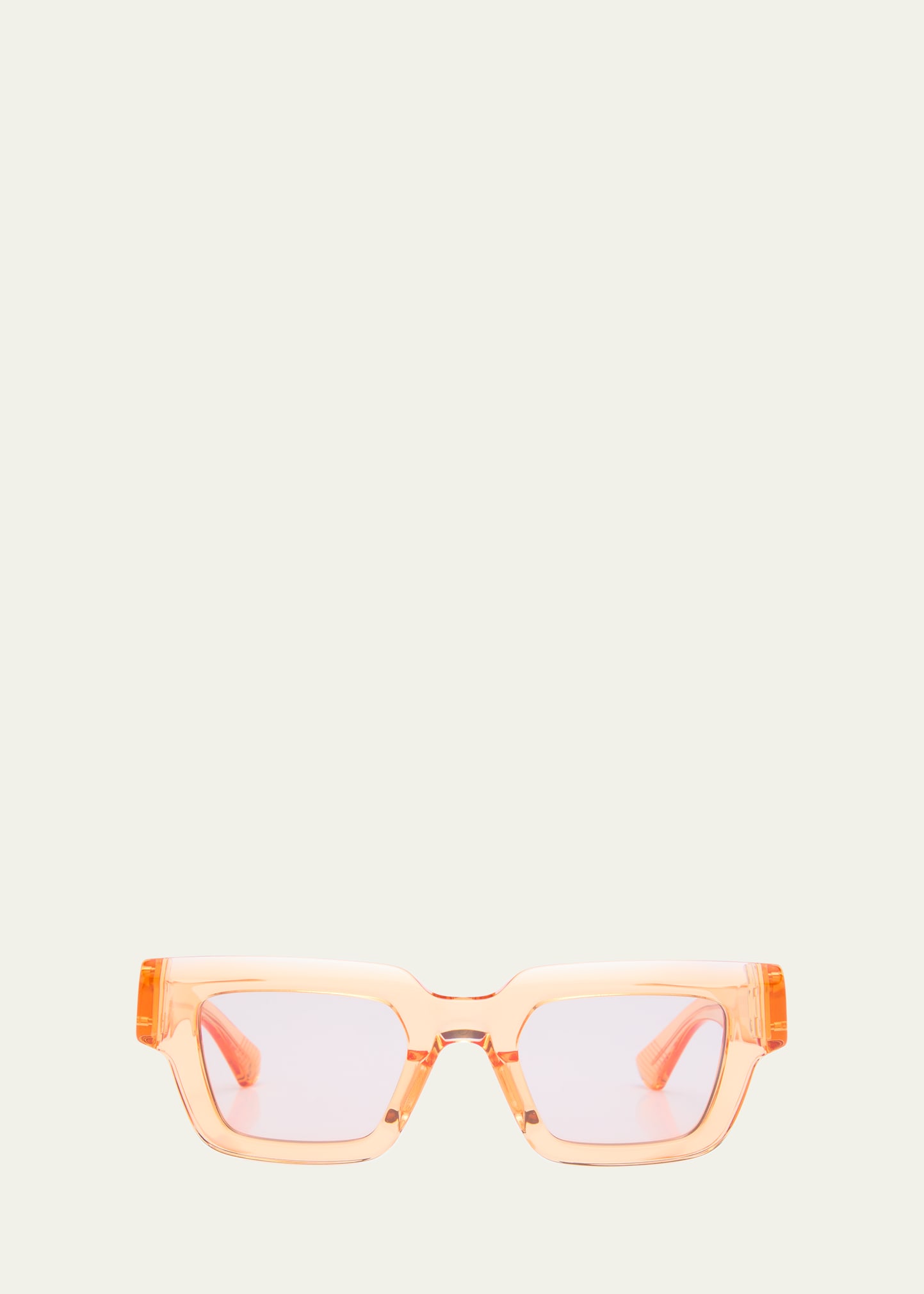 Bottega Veneta Men's Acetate Rectangle Sunglasses In Shiny Transparent
