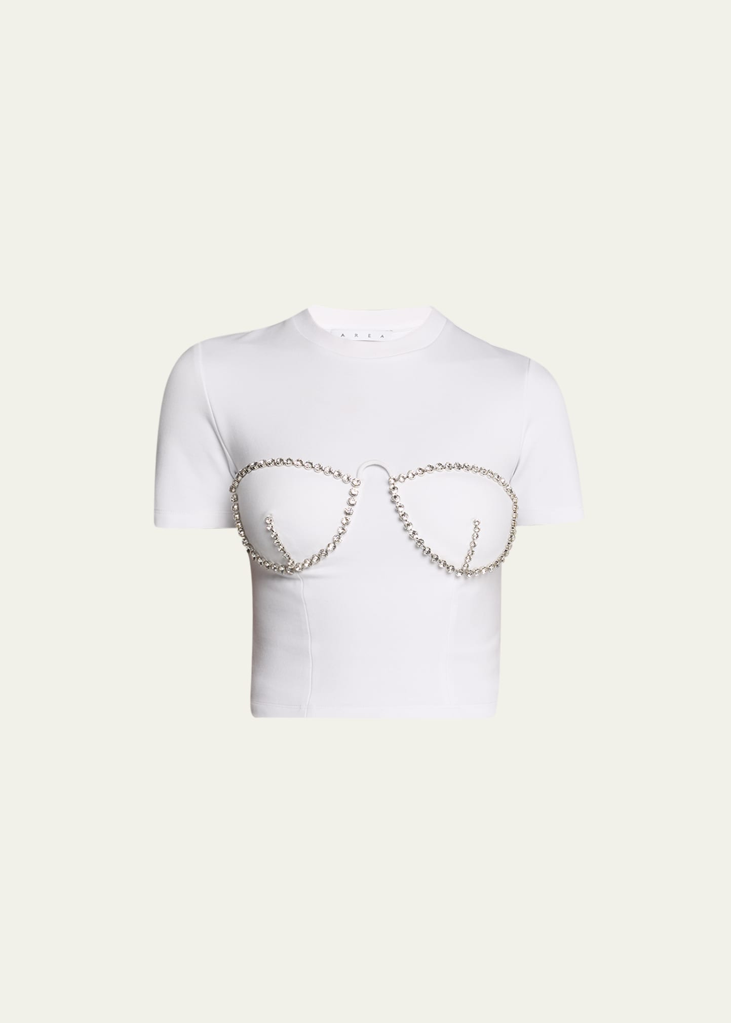 Shop Area Crystal Bustier Cup Crop T-shirt In White