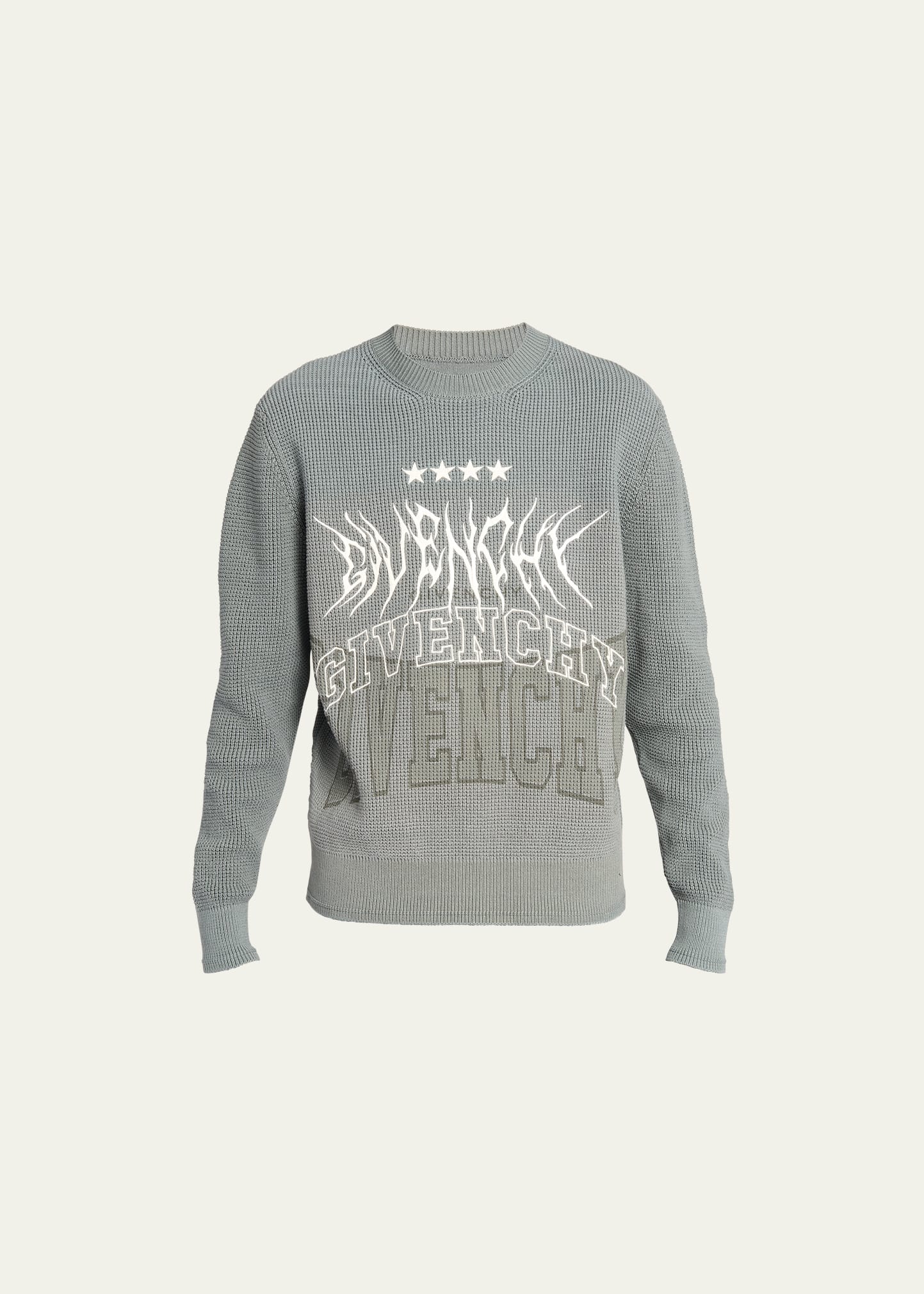 Givenchy Embroidered Metal Logo Crewneck Sweater In Titanium