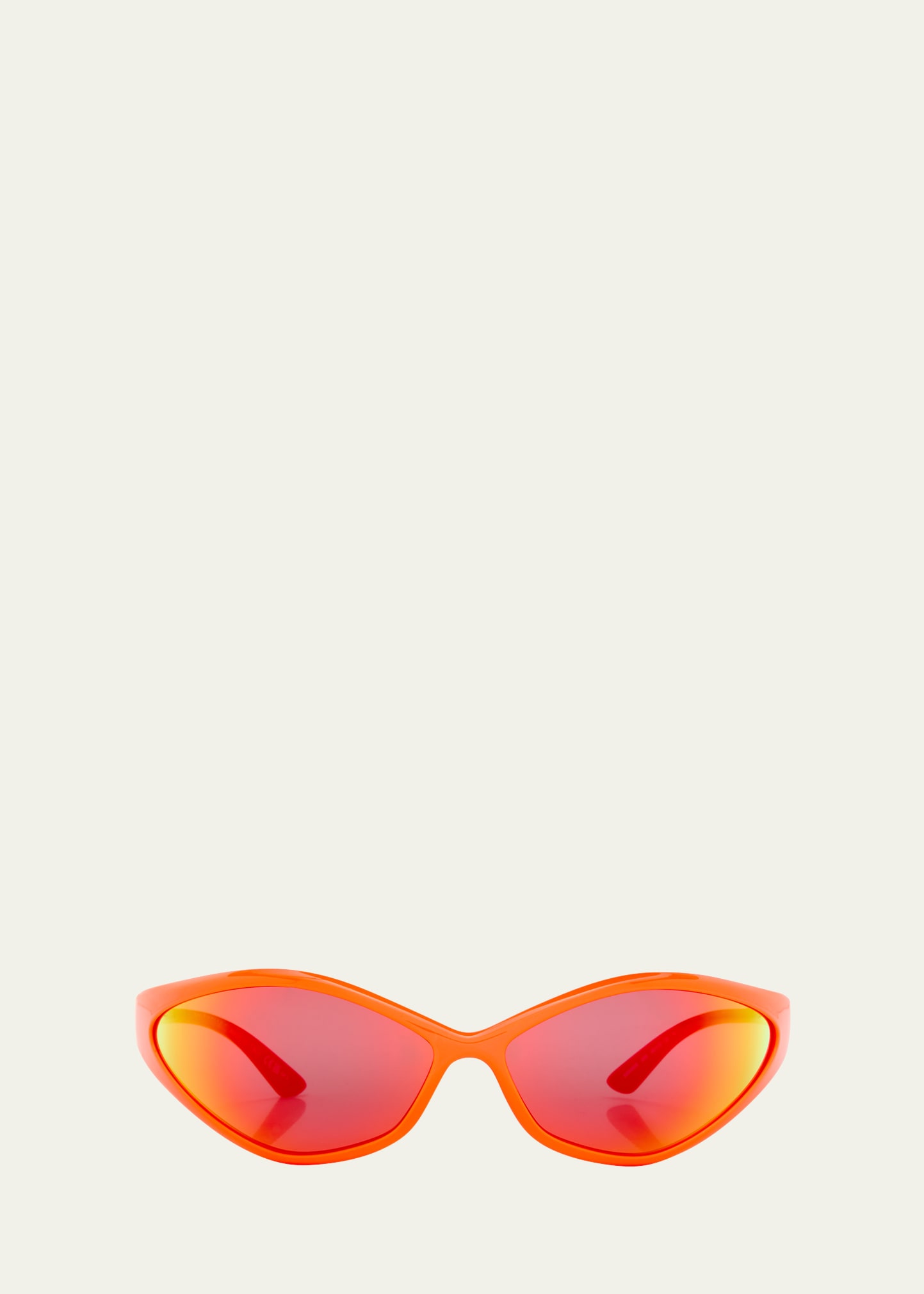 Shop Balenciaga Men's Acetate Wrap Sunglasses In Shiny Fluo Orange