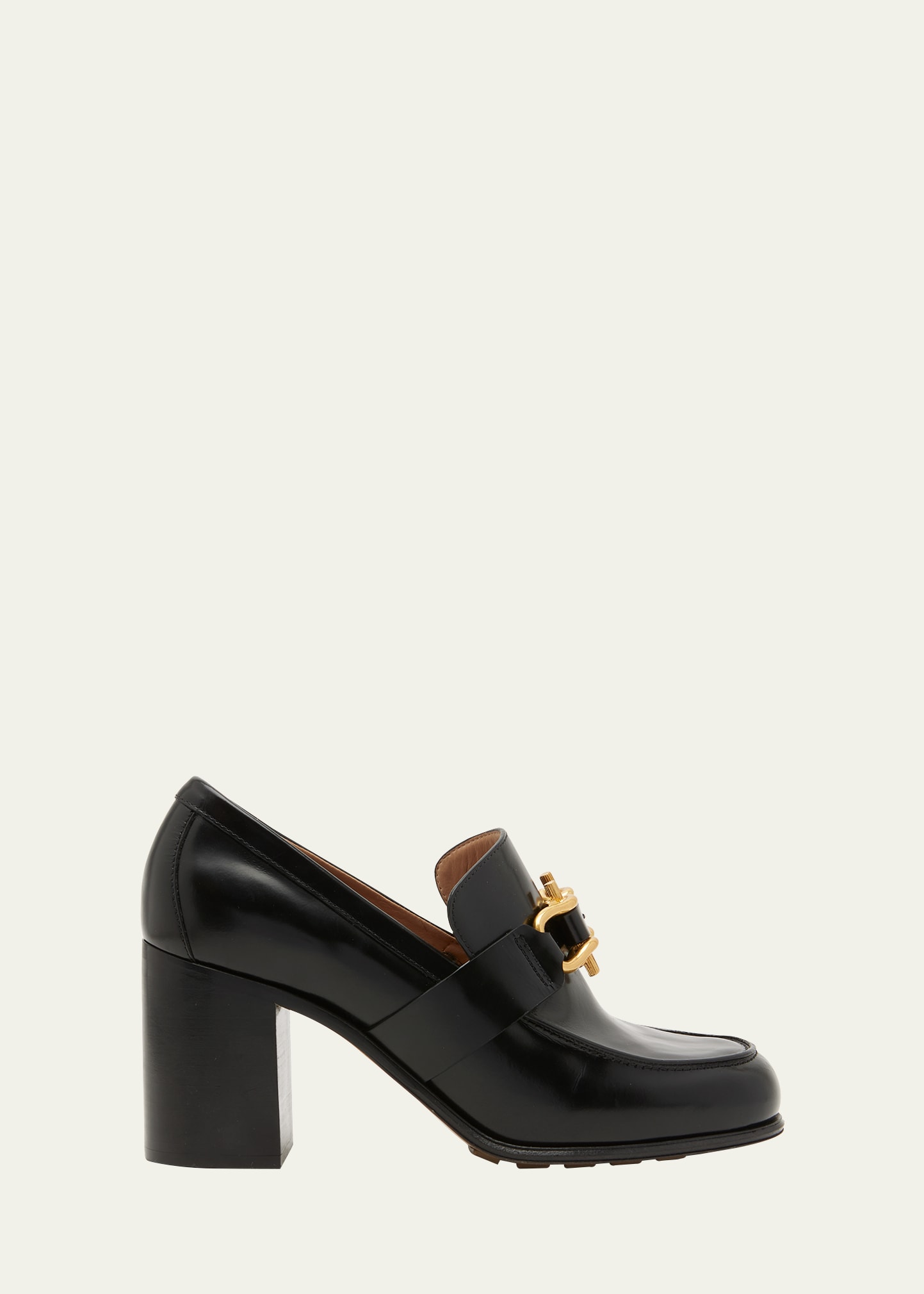 Bottega Veneta Astaire Metallic Knot Leather Heeled Loafers In Black