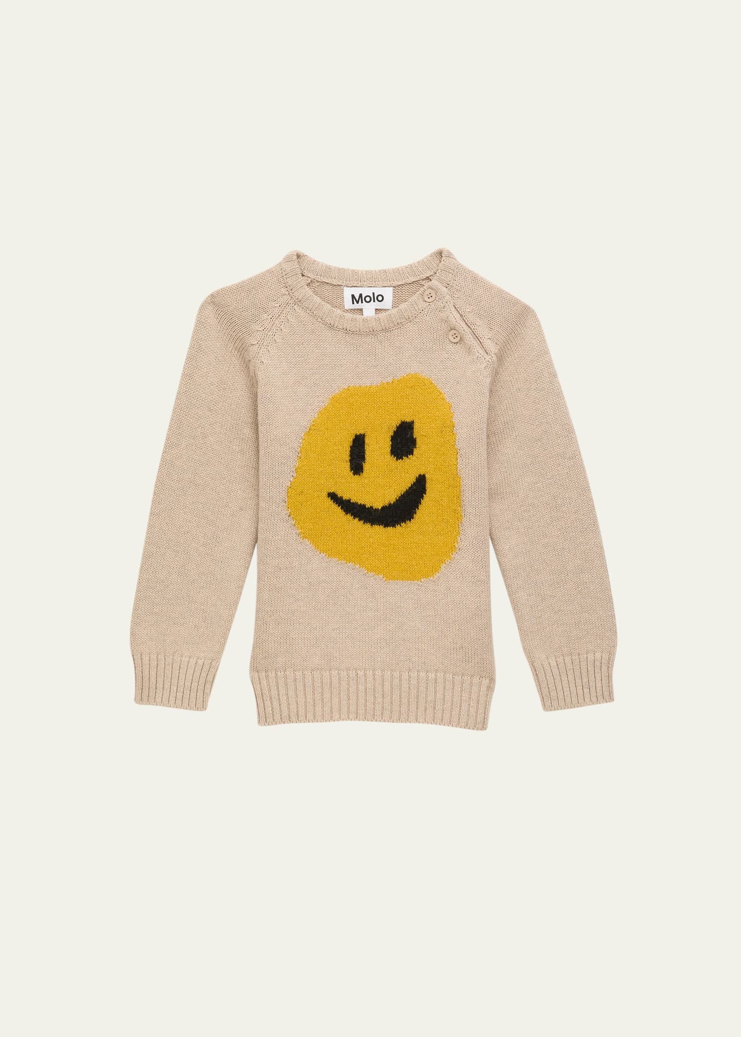 Kid's Bless Happy Face Wool Sweater, Size 3M-18M