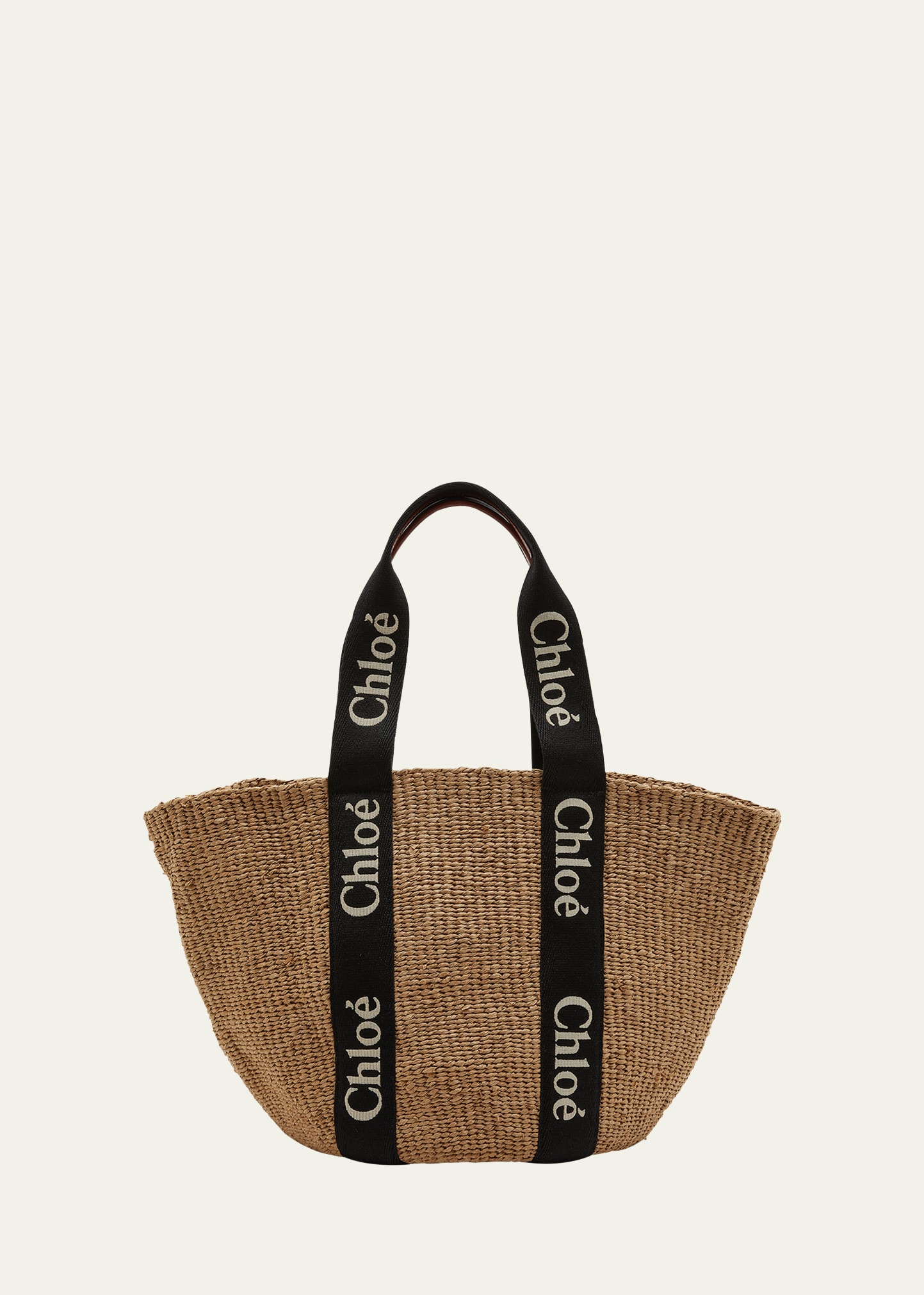 CHLOÉ WOODY LARGE MIFUKO BASKET BAG WITH LOGO WEBBING 