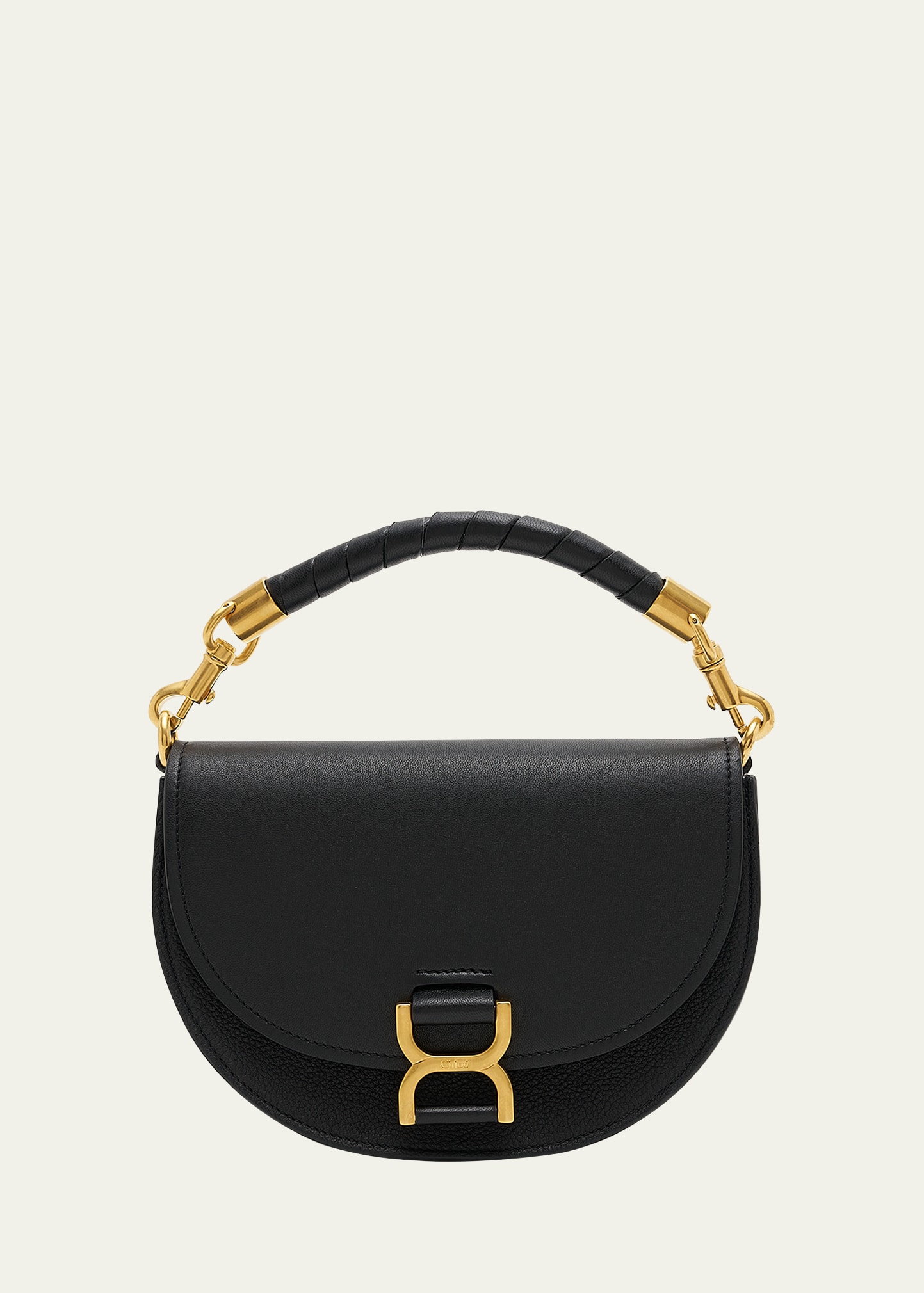 Shop Chloé Marcie Chain Flap Crossbody Bag In Suede And Leather In Black