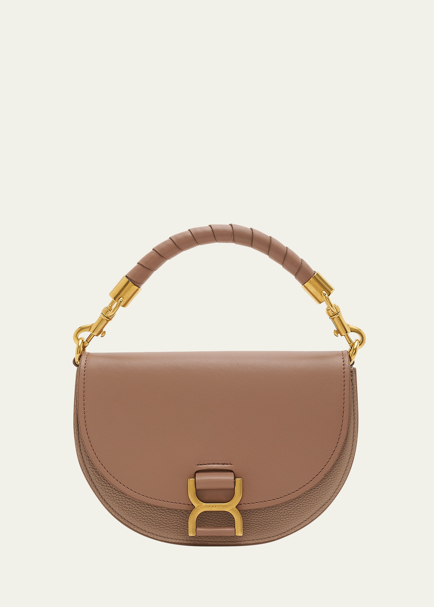 Chloé Marcie Flap Suede Chain Bag In Woodrose