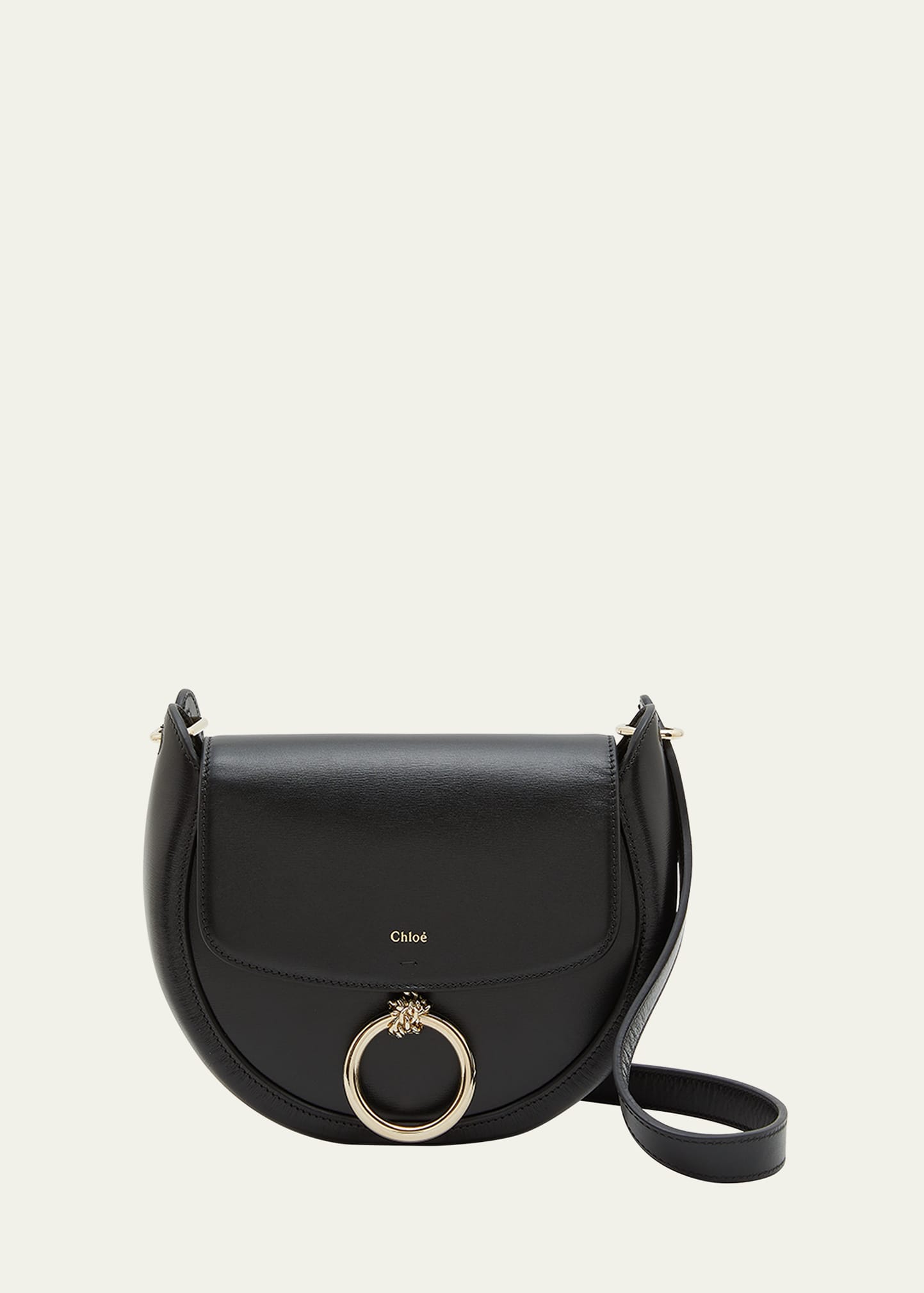 Shop Chloé Arlene Crossbody Bag In Box Leather In Black