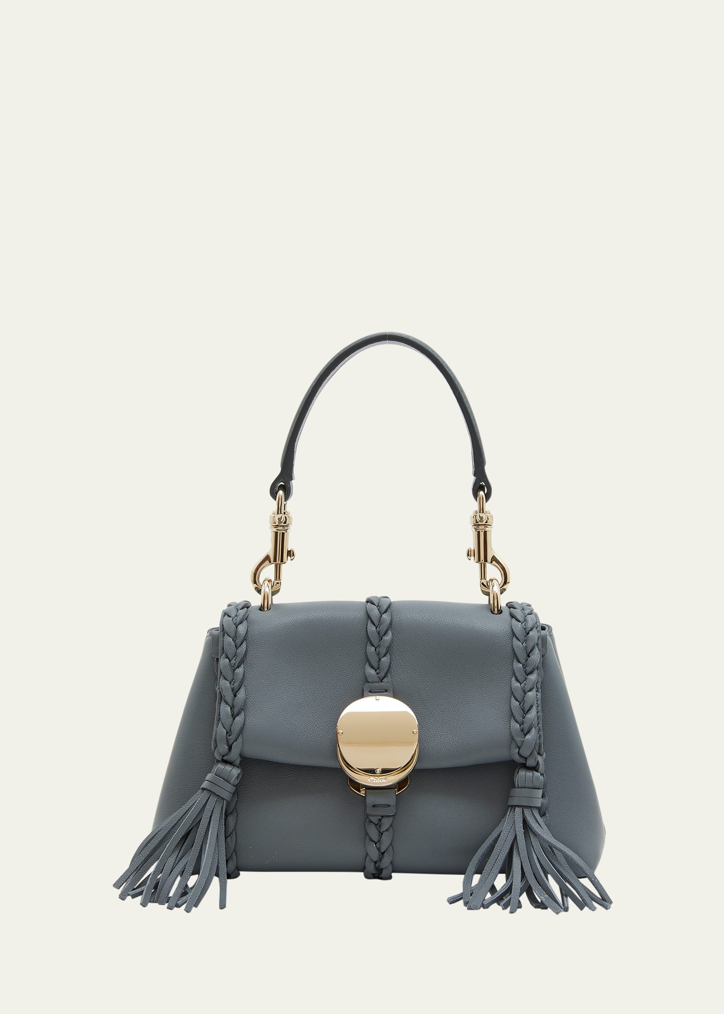 Chloé Penelope Braided Tassel Napa Top-handle Bag In Storm Blue