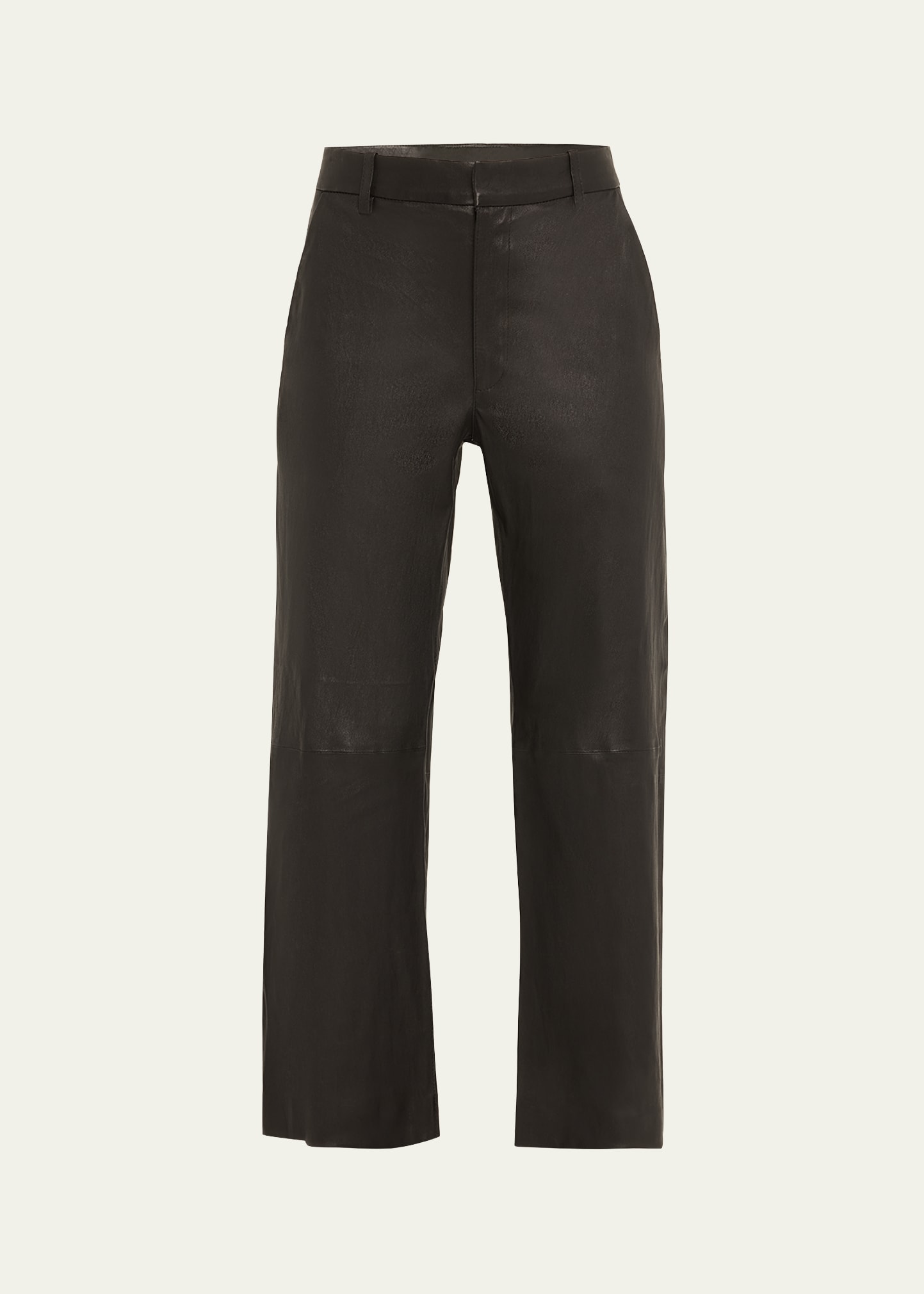 Cropped Bootcut Leather Trousers