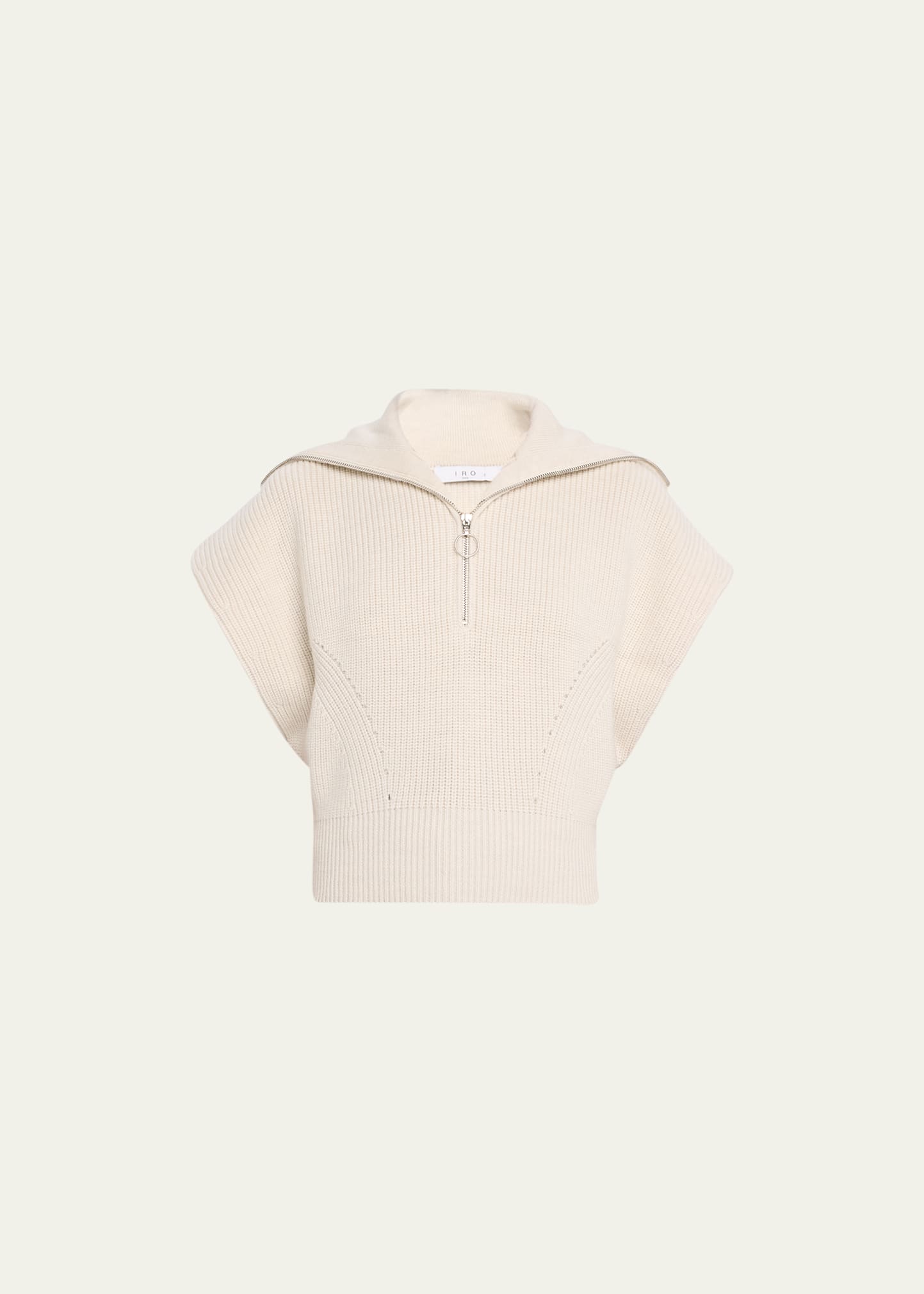 Avona Half-Zip Cap-Sleeve Sweater