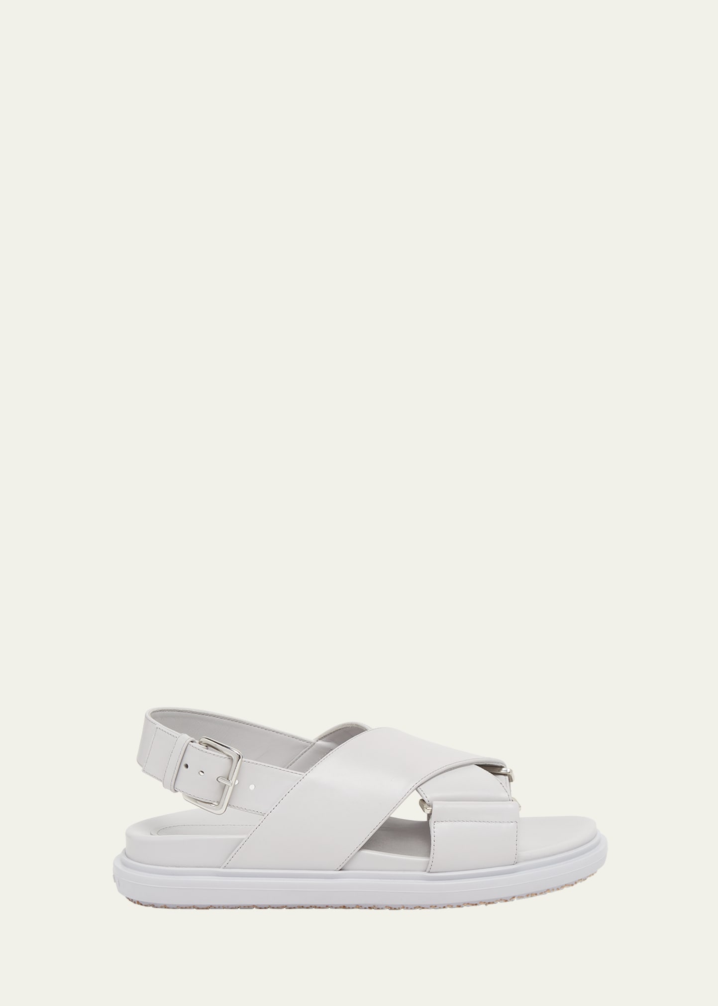 Shop Marni Fussbet Leather Crisscross Sandals In Sodium