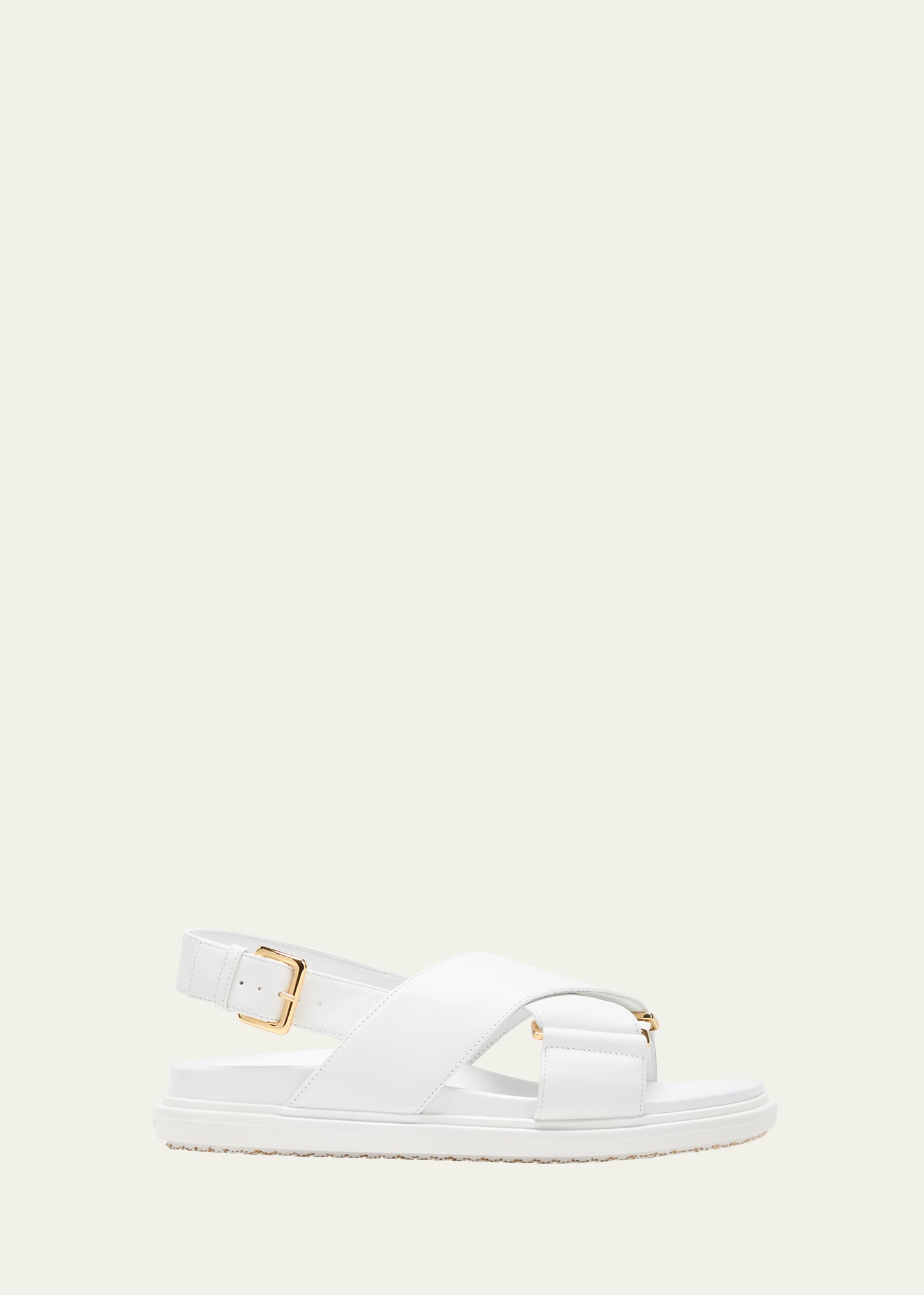 Marni Fussbet Leather Crisscross Sandals In Lily White