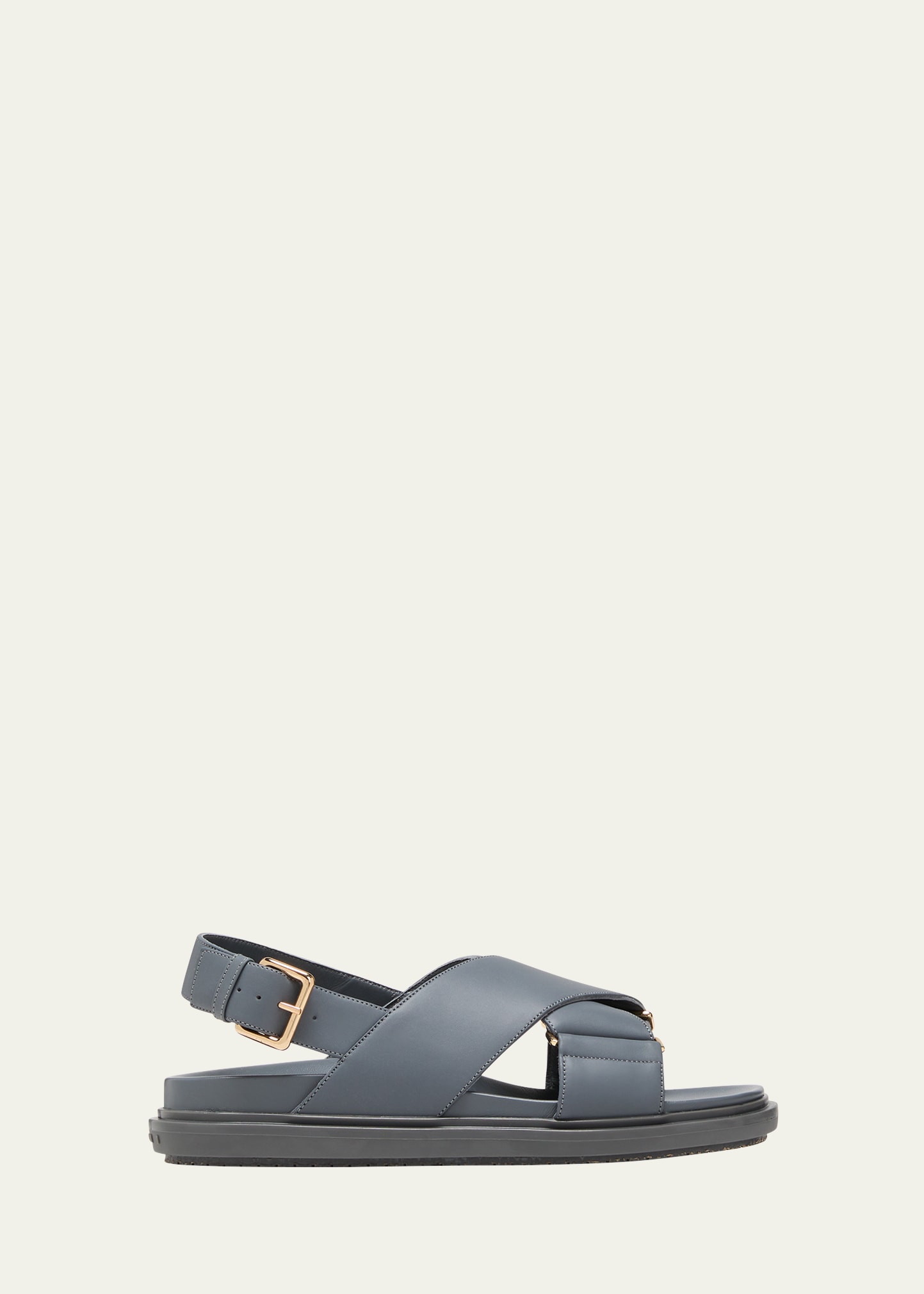 Marni Fussbet Leather Crisscross Sandals In Metal
