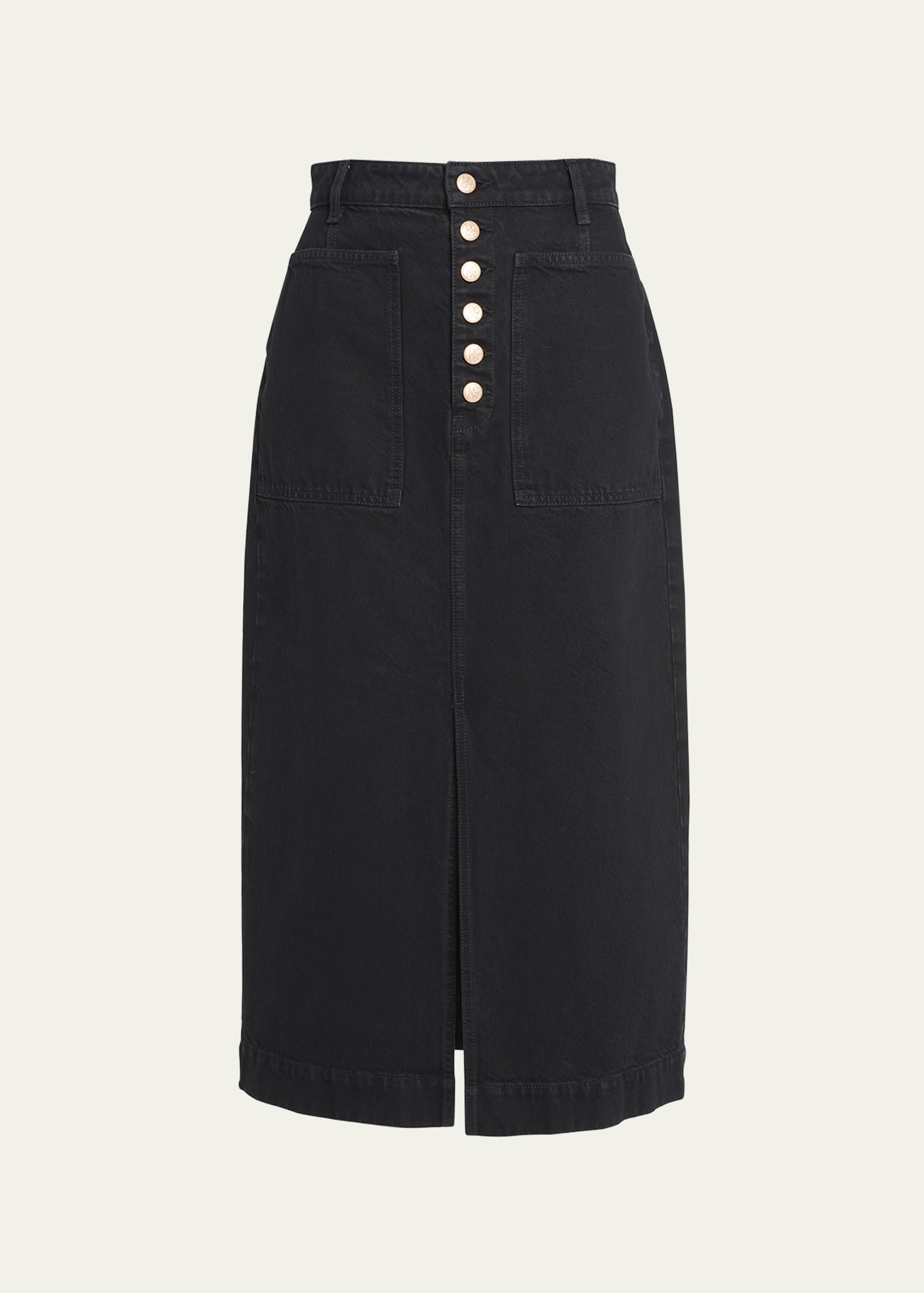 Shop Ulla Johnson The Bea Denim Midi Skirt In Noir Wash