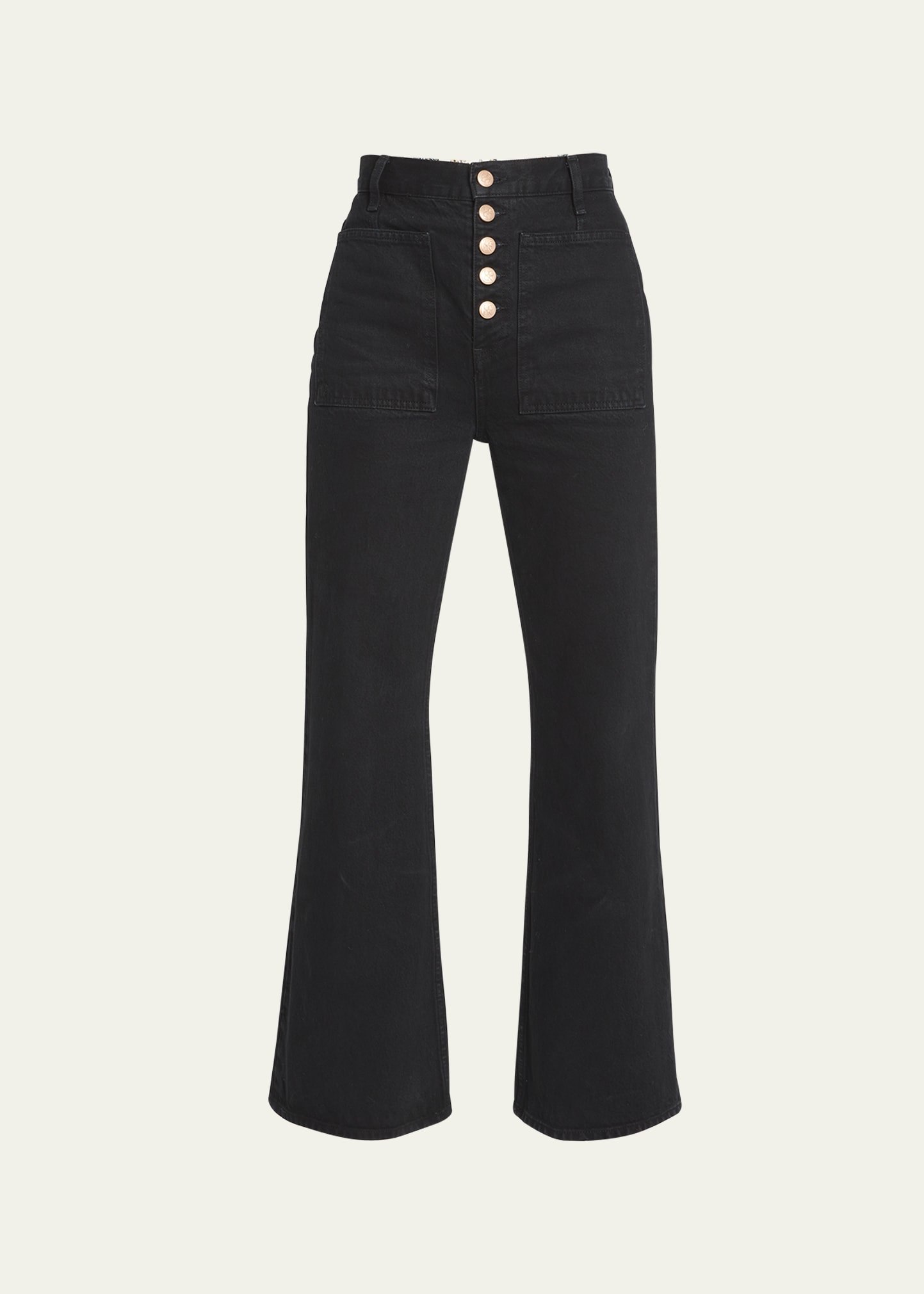 Ulla Johnson Lou High-rise Flared-leg Jeans In Noir Wash