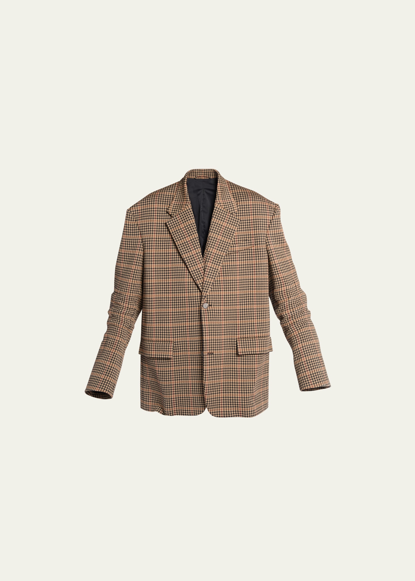 Men's Houndstooth Knit Single-Breasted Jacket
