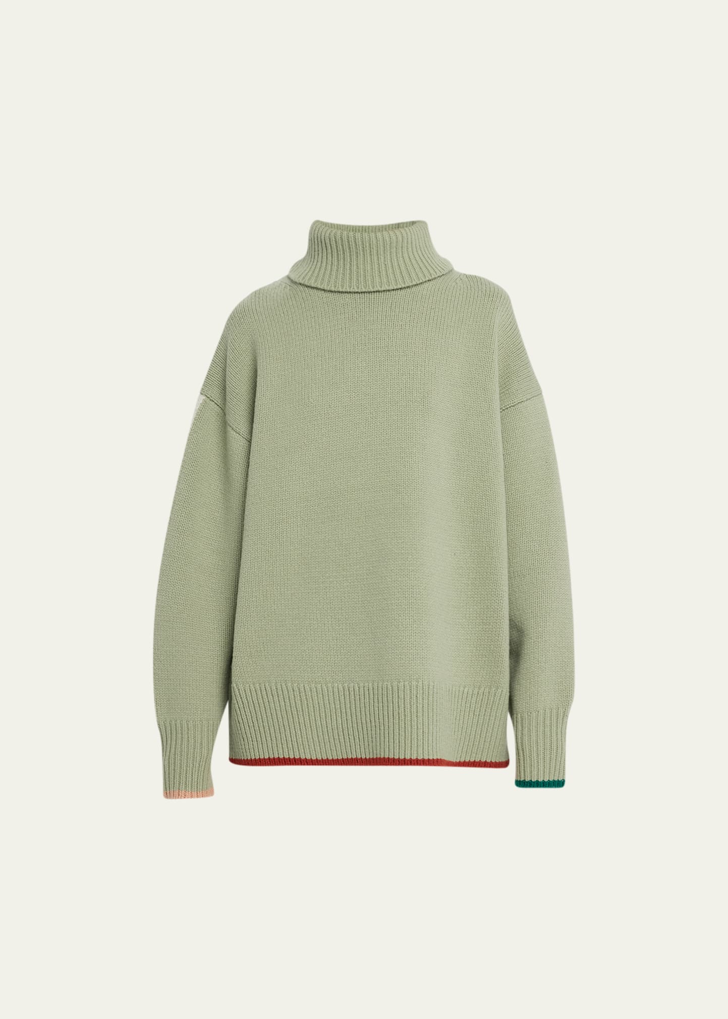 Paolo Oversized Turtleneck Wool Sweater with Colorblock Tipping