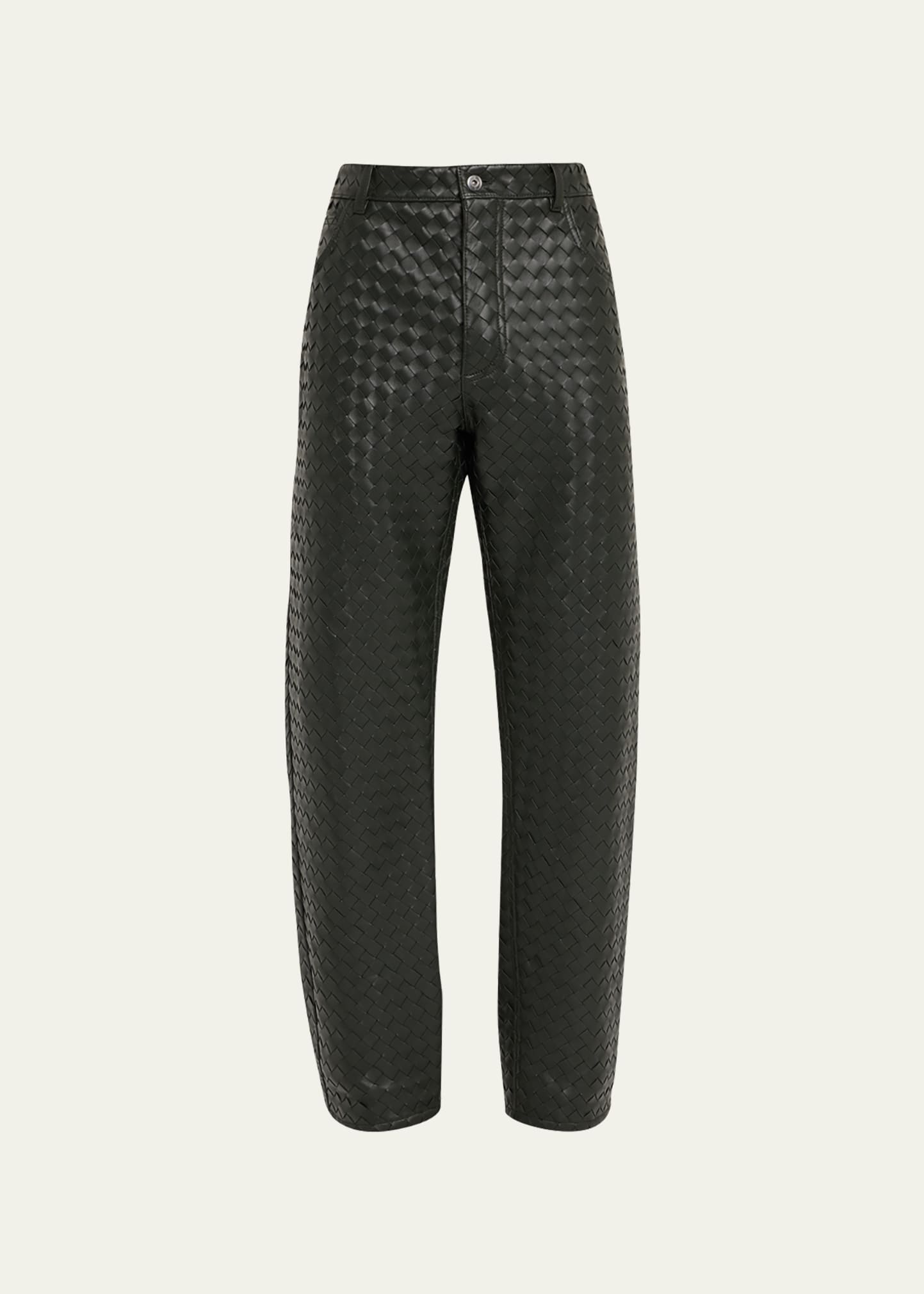 BOTTEGA VENETA MEN'S INTRECCIATO LEATHER PANTS