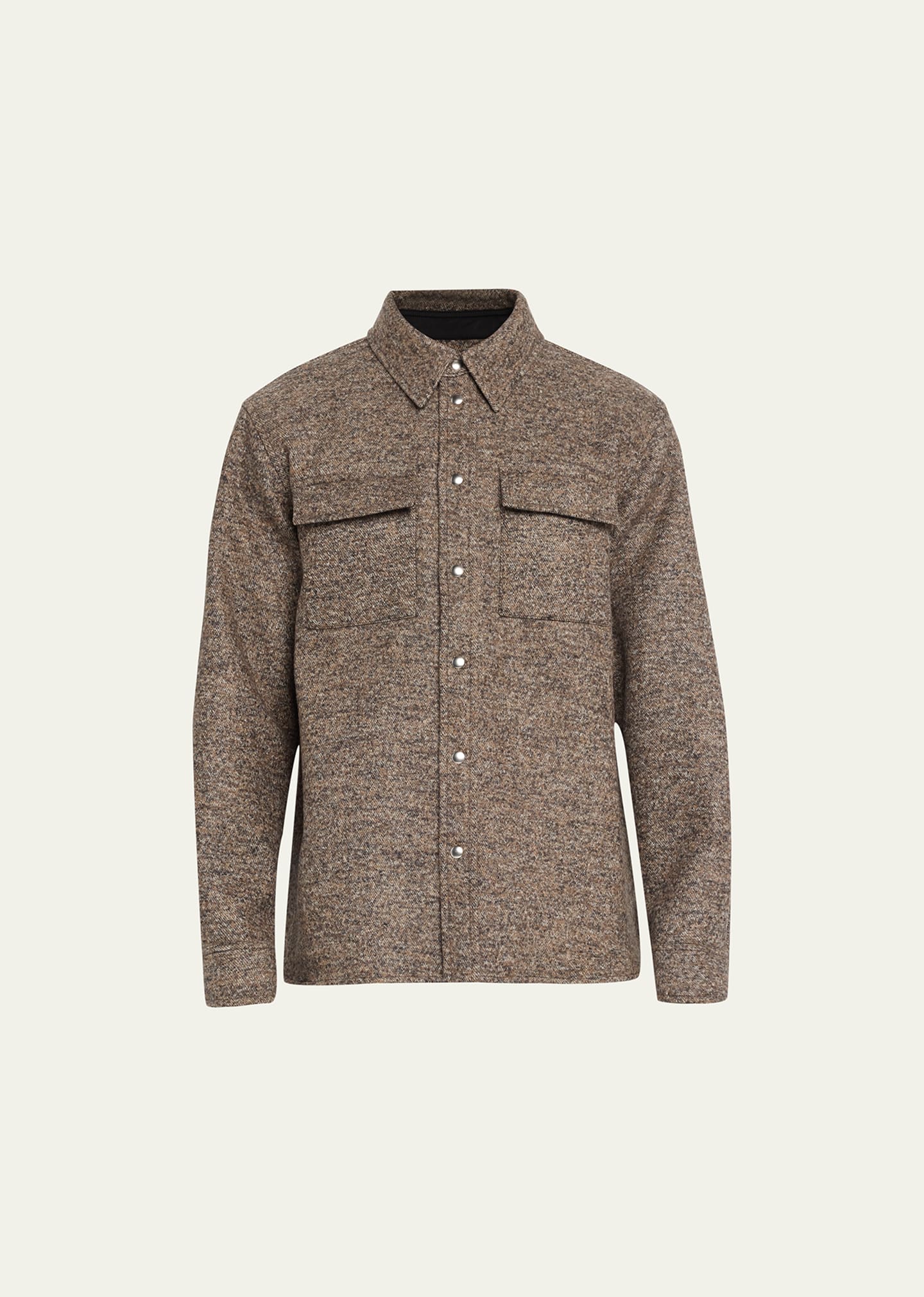 Men's Melange Felted Wool-Silk Overshirt