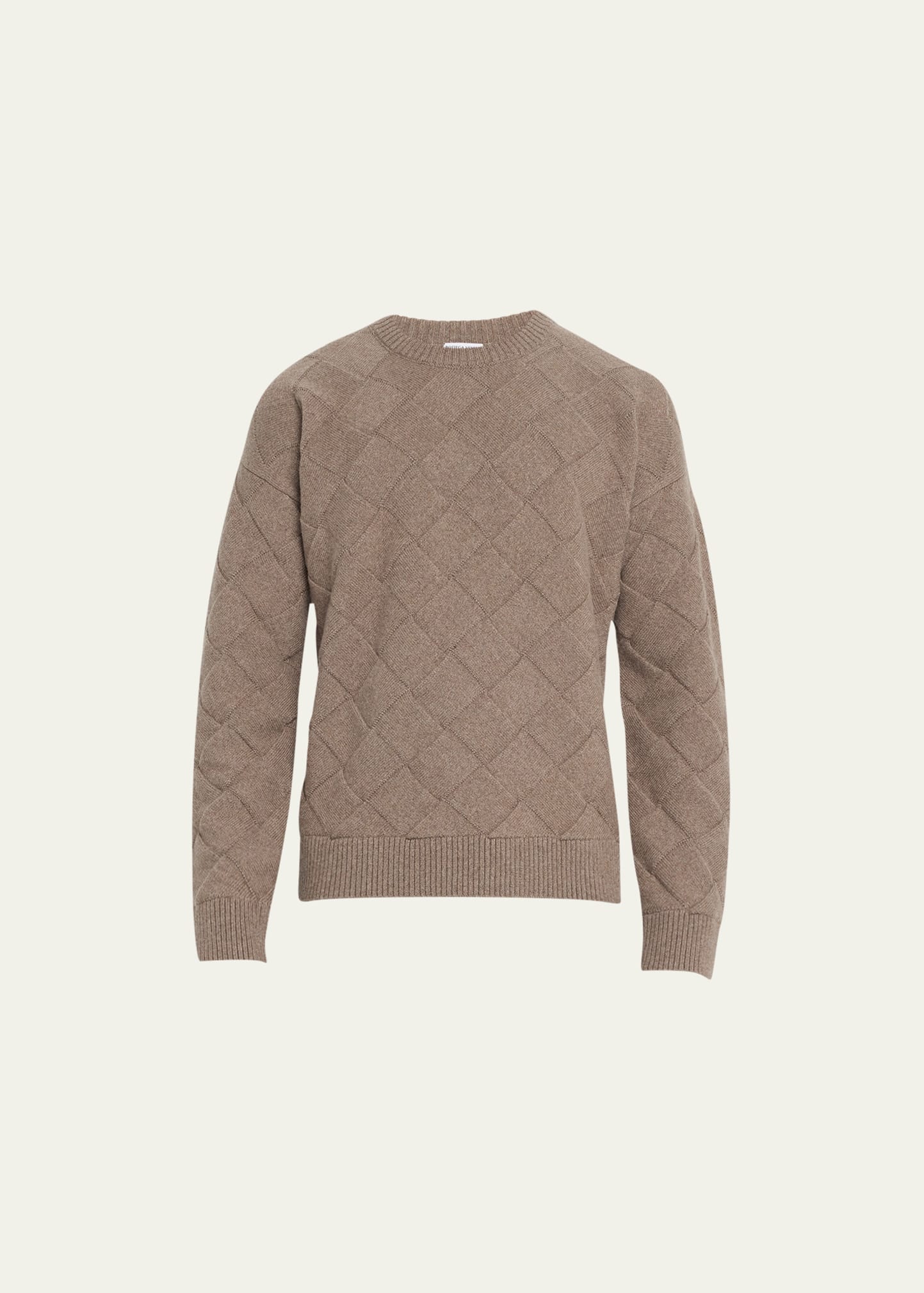 Shop Bottega Veneta Men's Intrecciato Wool Sweater In Whitegold