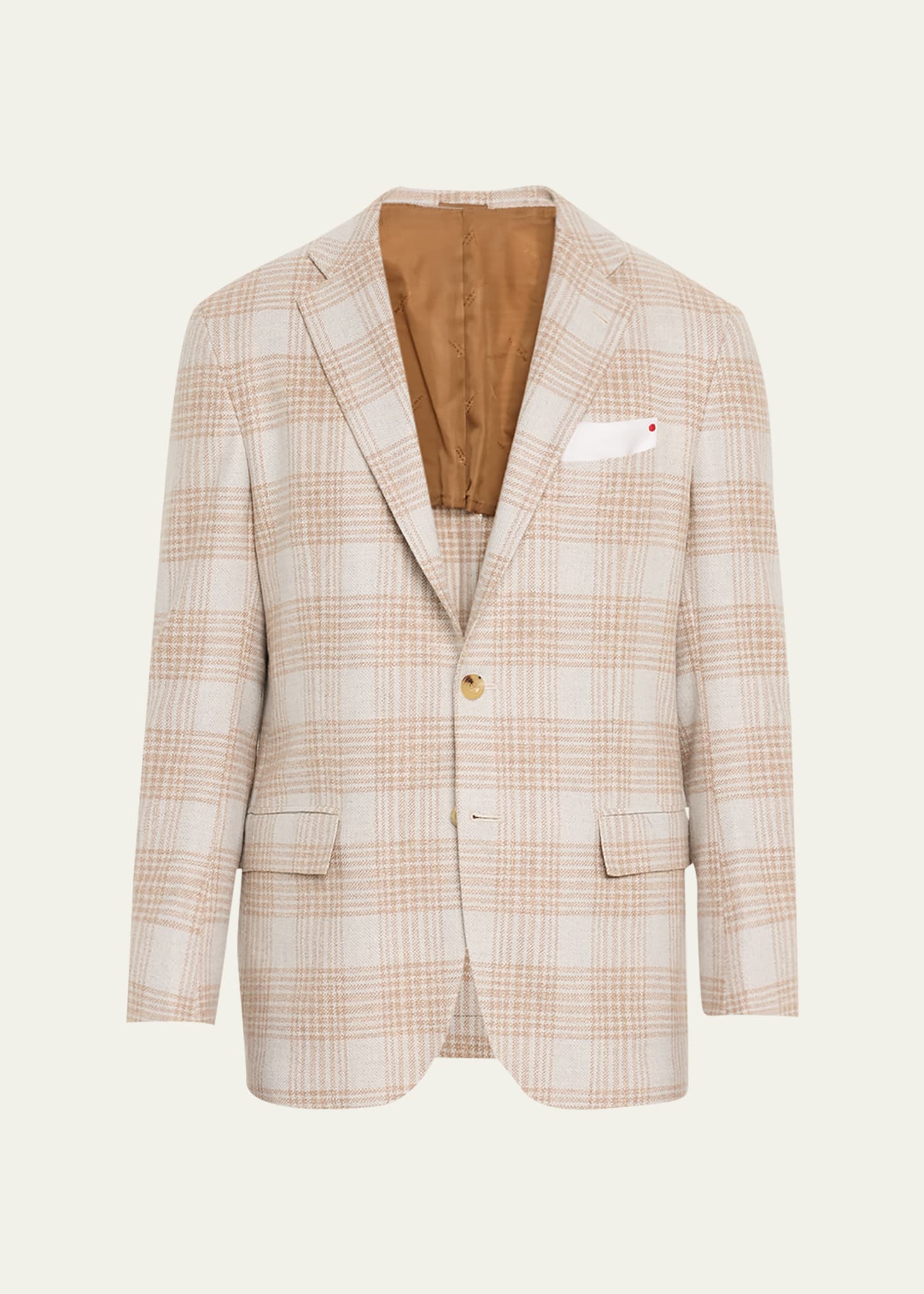 Kiton Men's Cashmere Plaid Sport Jacket In Lt Brwn