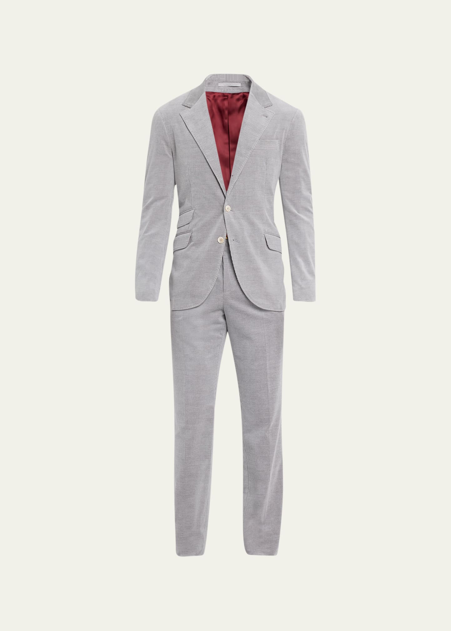 Brunello Cucinelli Men's Cotton-cashmere Stretch Corduroy Suit In C2893 Grey