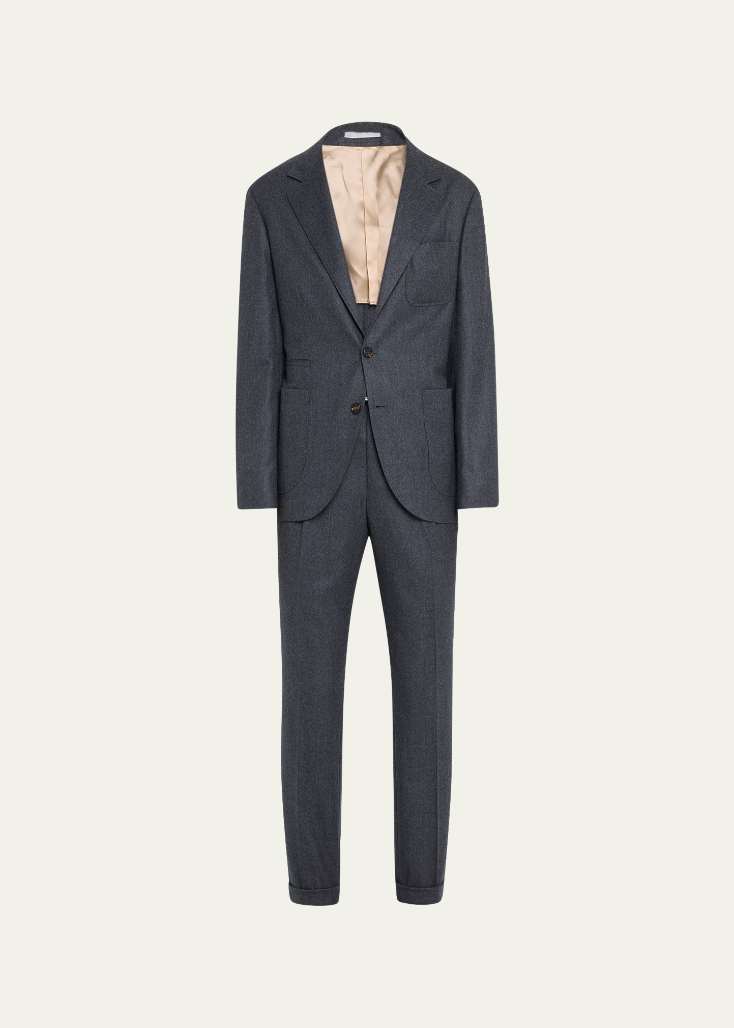 Brunello Cucinelli Men's Wool Flannel Patch-pocket Suit In C004 Dark Grey