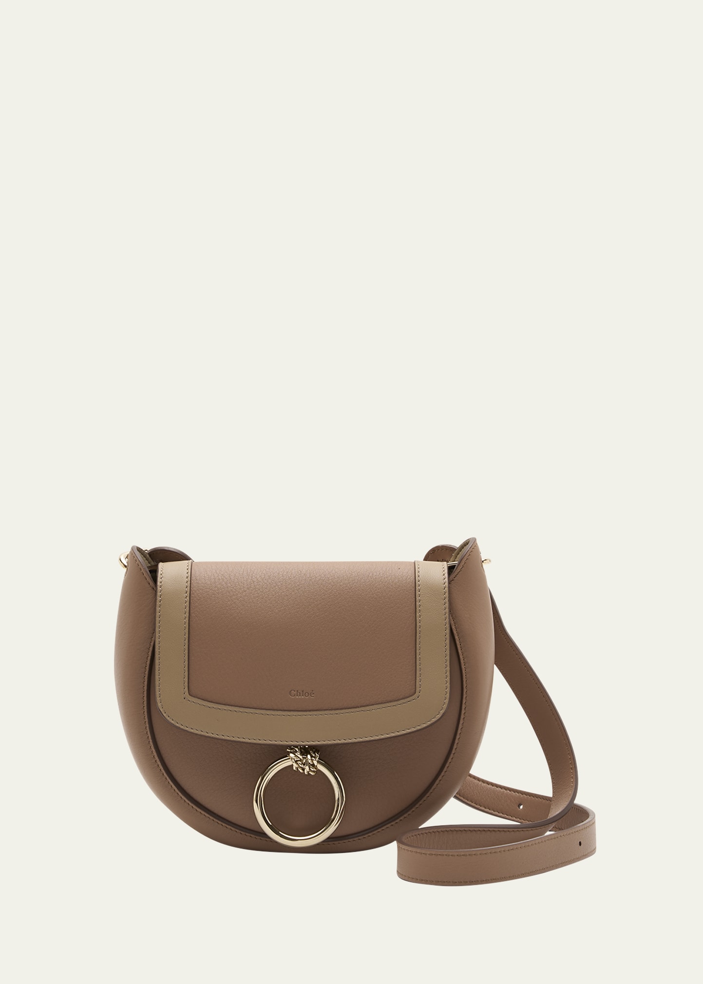 Chloé Arlene Small Grained Leather Saddle Crossbody Bag In 527 Woodrose