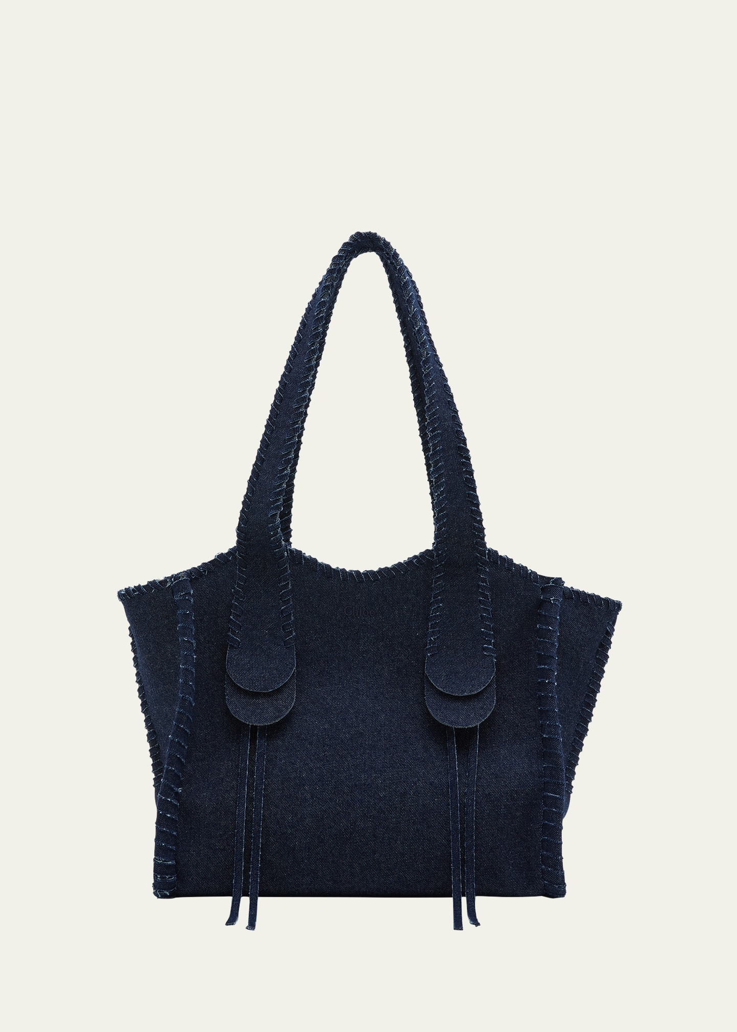 CHLOÉ MONTY MEDIUM DENIM TOTE BAG