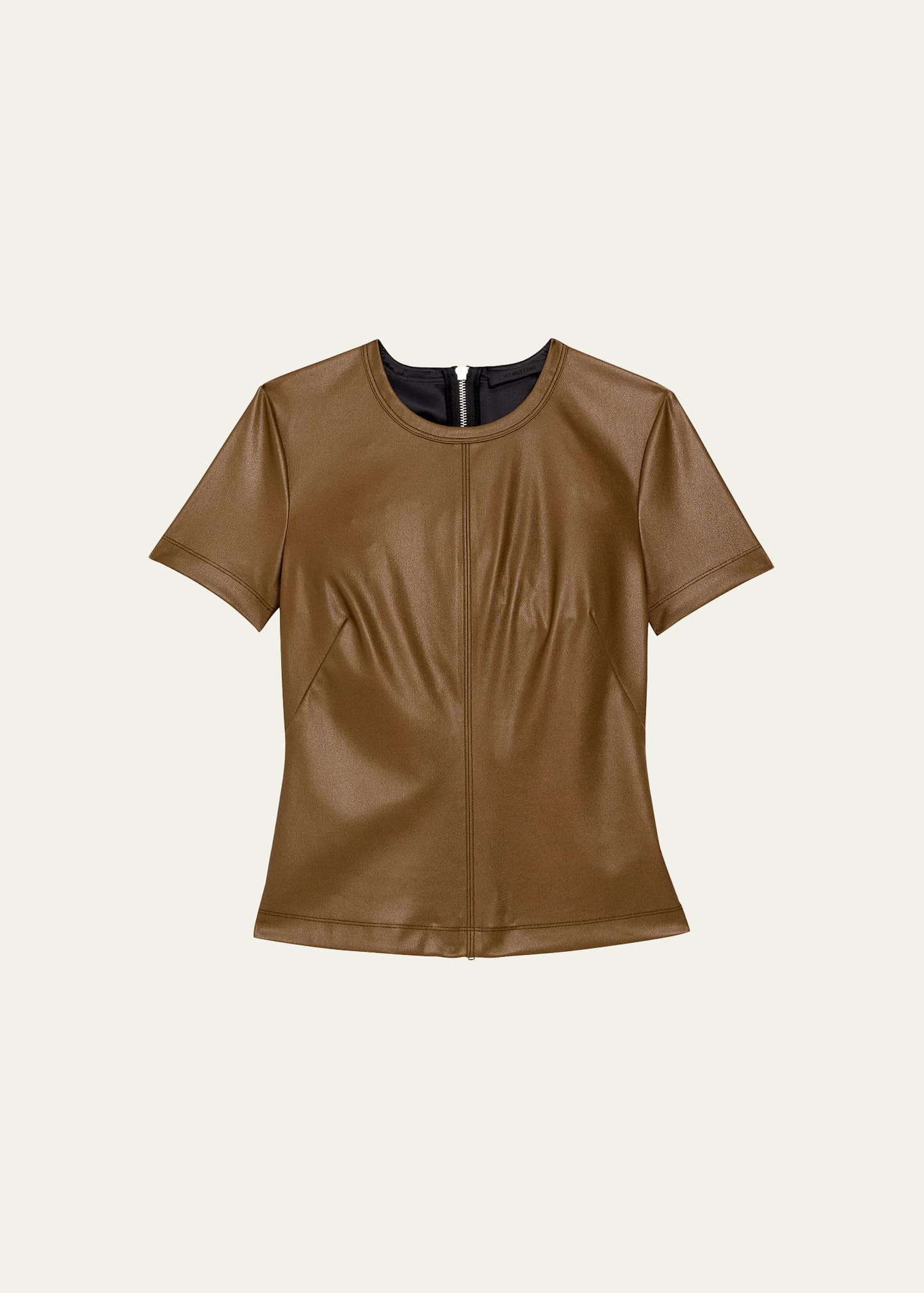 Helmut Lang Faux Leather Tee In Cigar
