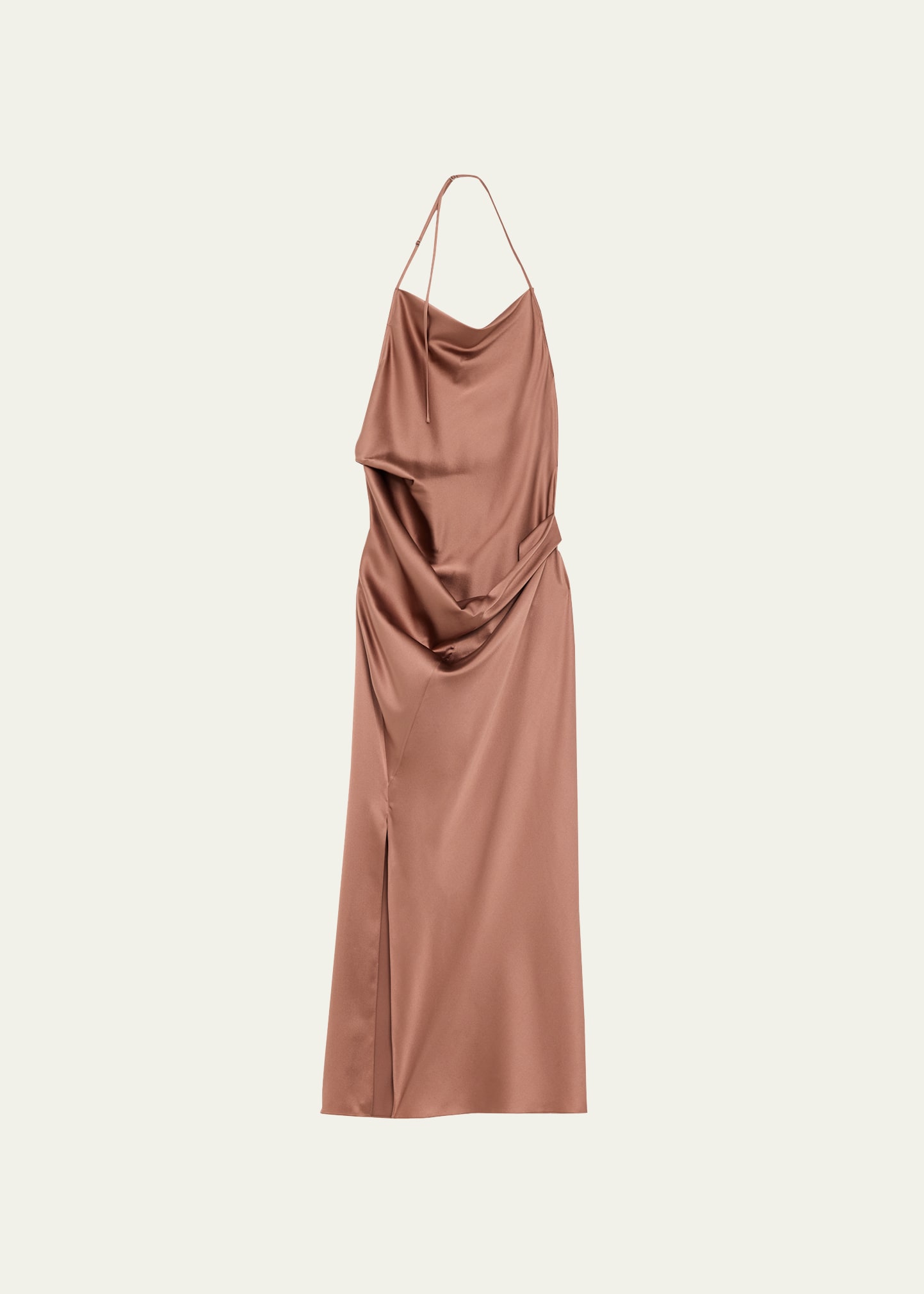 Helmut Lang Draped Silk-blend Satin Halterneck Midi Dress In Blush