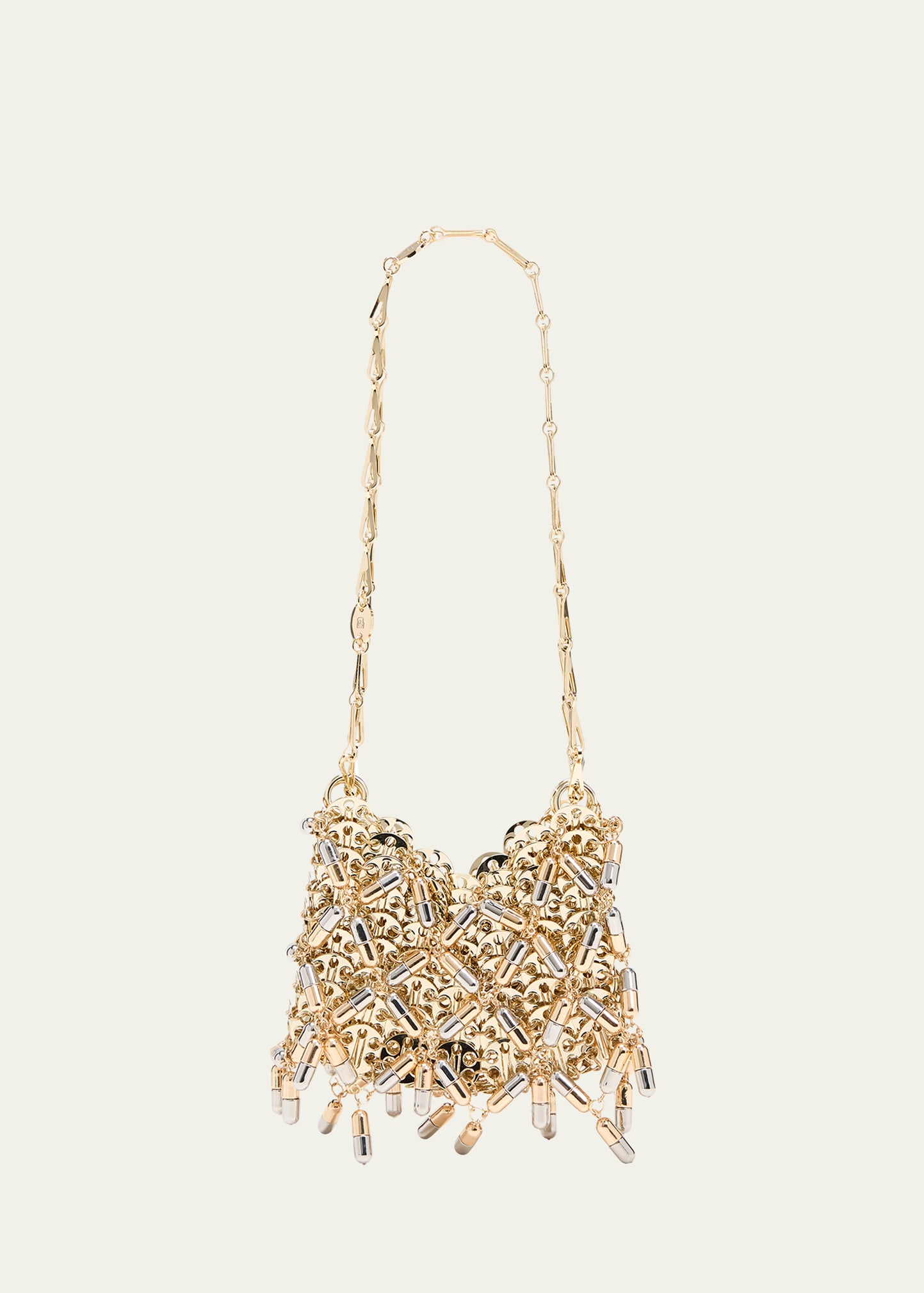 Rabanne 1969 Nano Pill Disc Chain Shoulder Bag In Gold