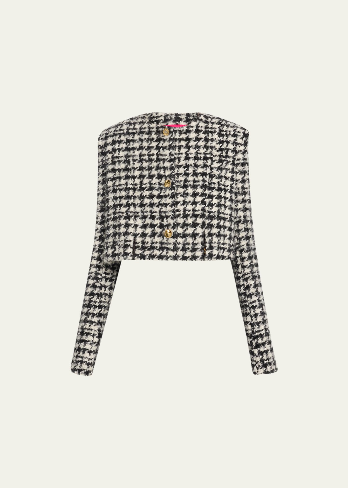 NINA RICCI HOUNDSTOOTH TWEED CROP JACKET