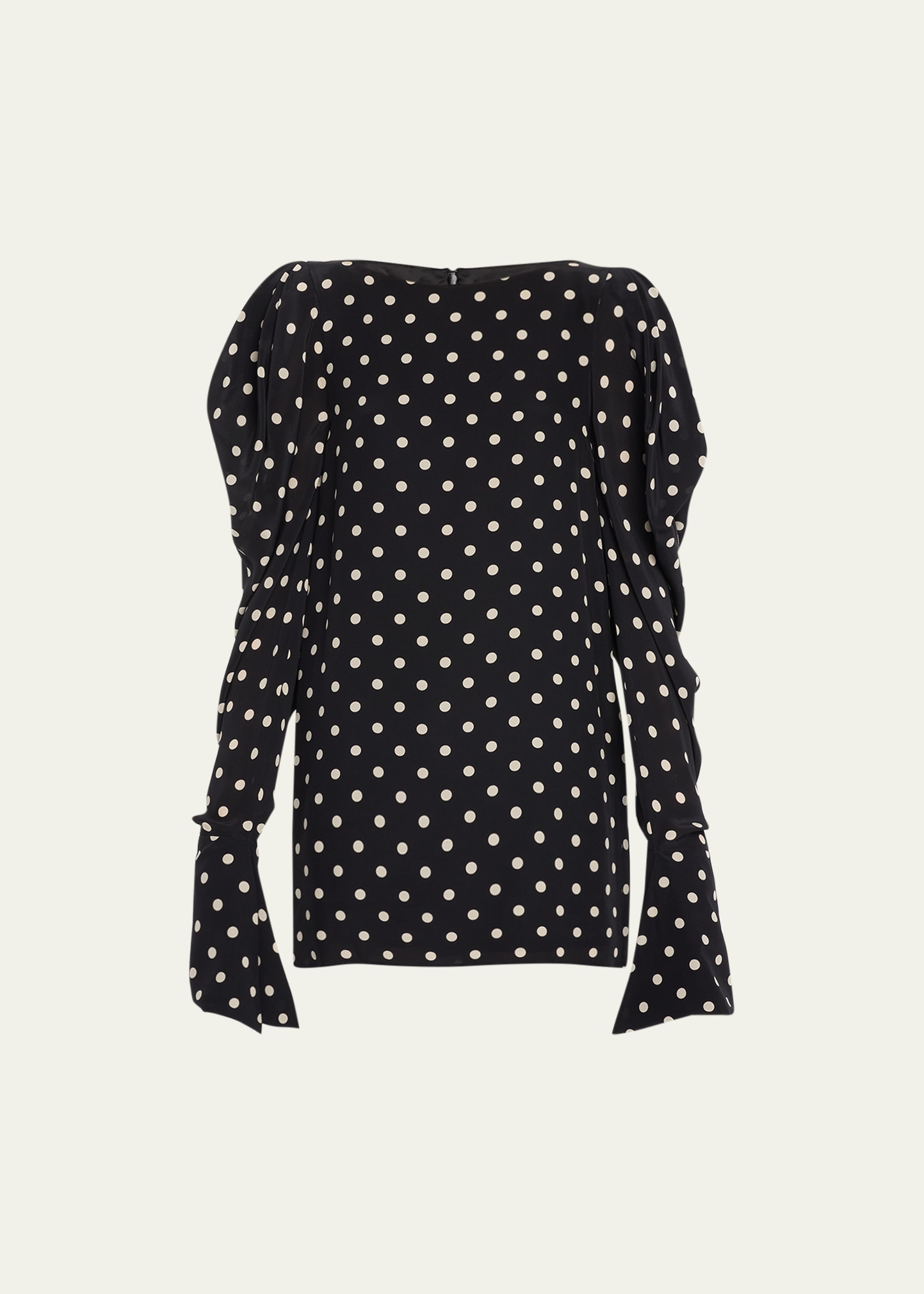 Shop Nina Ricci Polka Dot-print Puff Sleeve Mini Dress In I9065 Noir Blanc