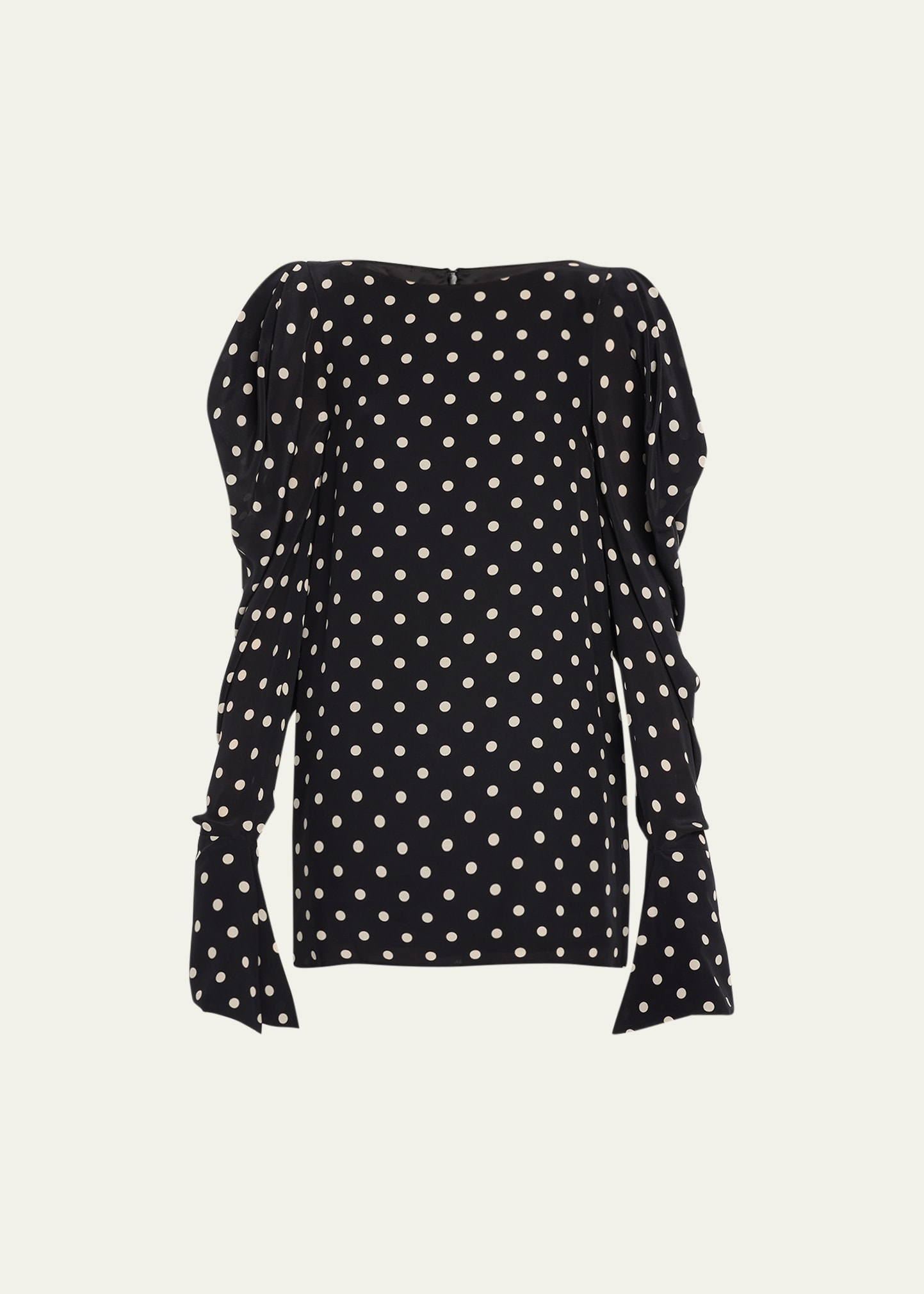 Nina Ricci Polka Dot-print Puff Sleeve Mini Dress In I9065 Noir Blanc