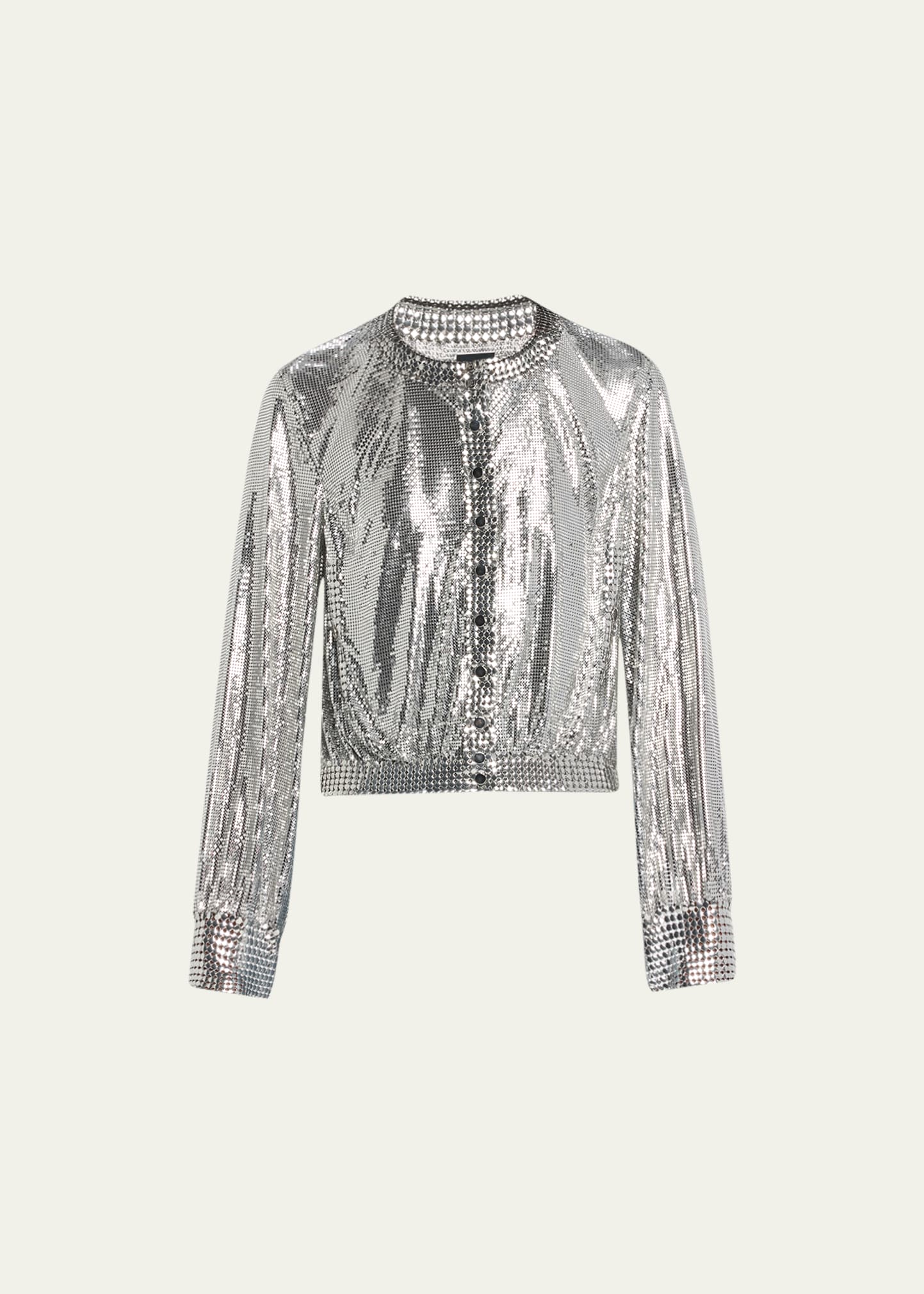 Rabanne Silver Chainmail Bomber Jacket In P040 Silver