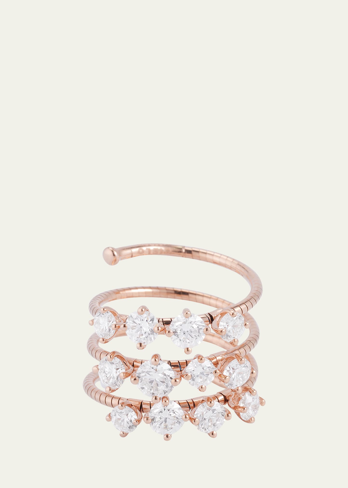 Mattia Cielo 18k Rose Gold 3 Wrap Ring With Prong Set Diamonds