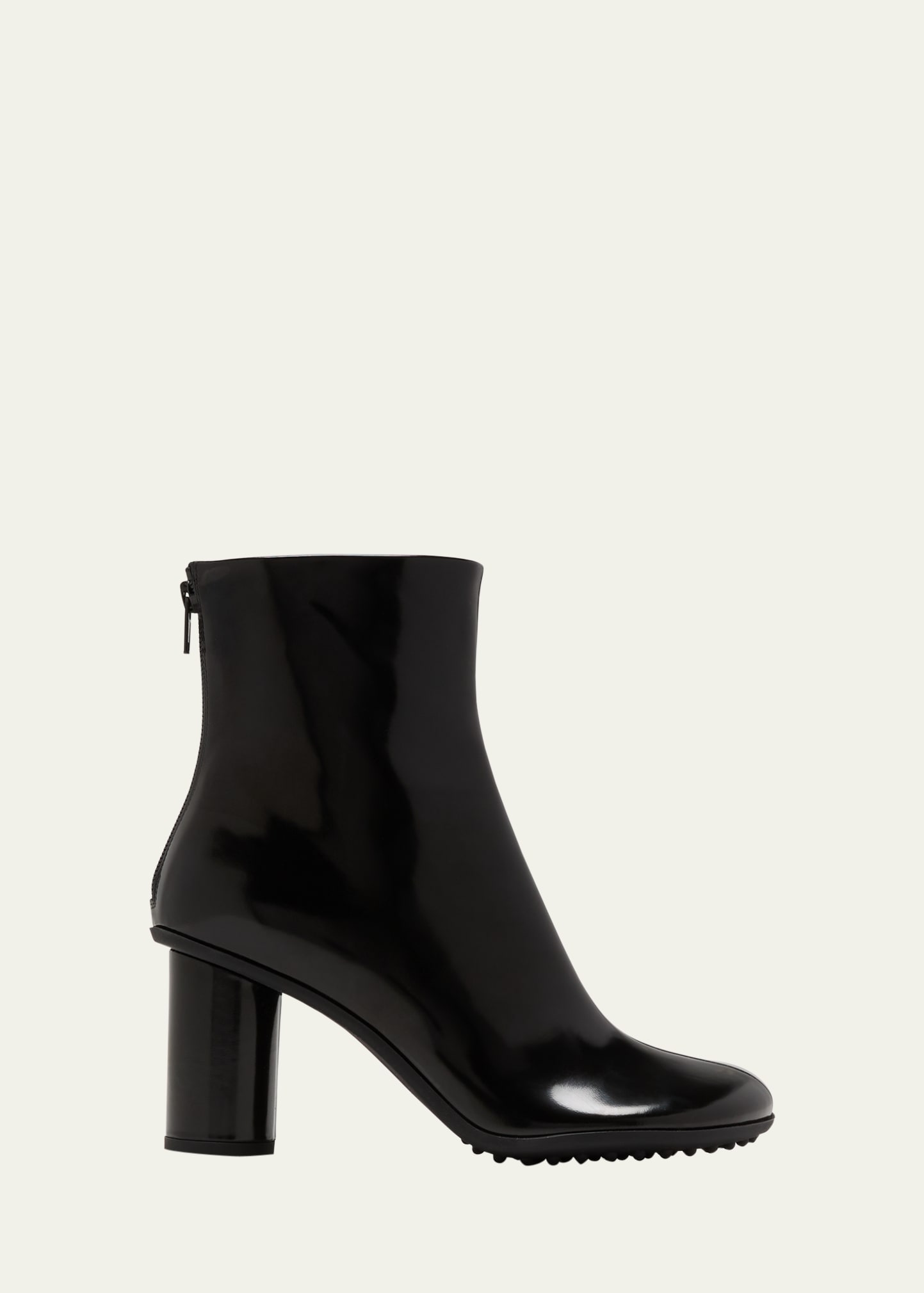 Atomic Leather Cylinder-Heel Ankle Boots