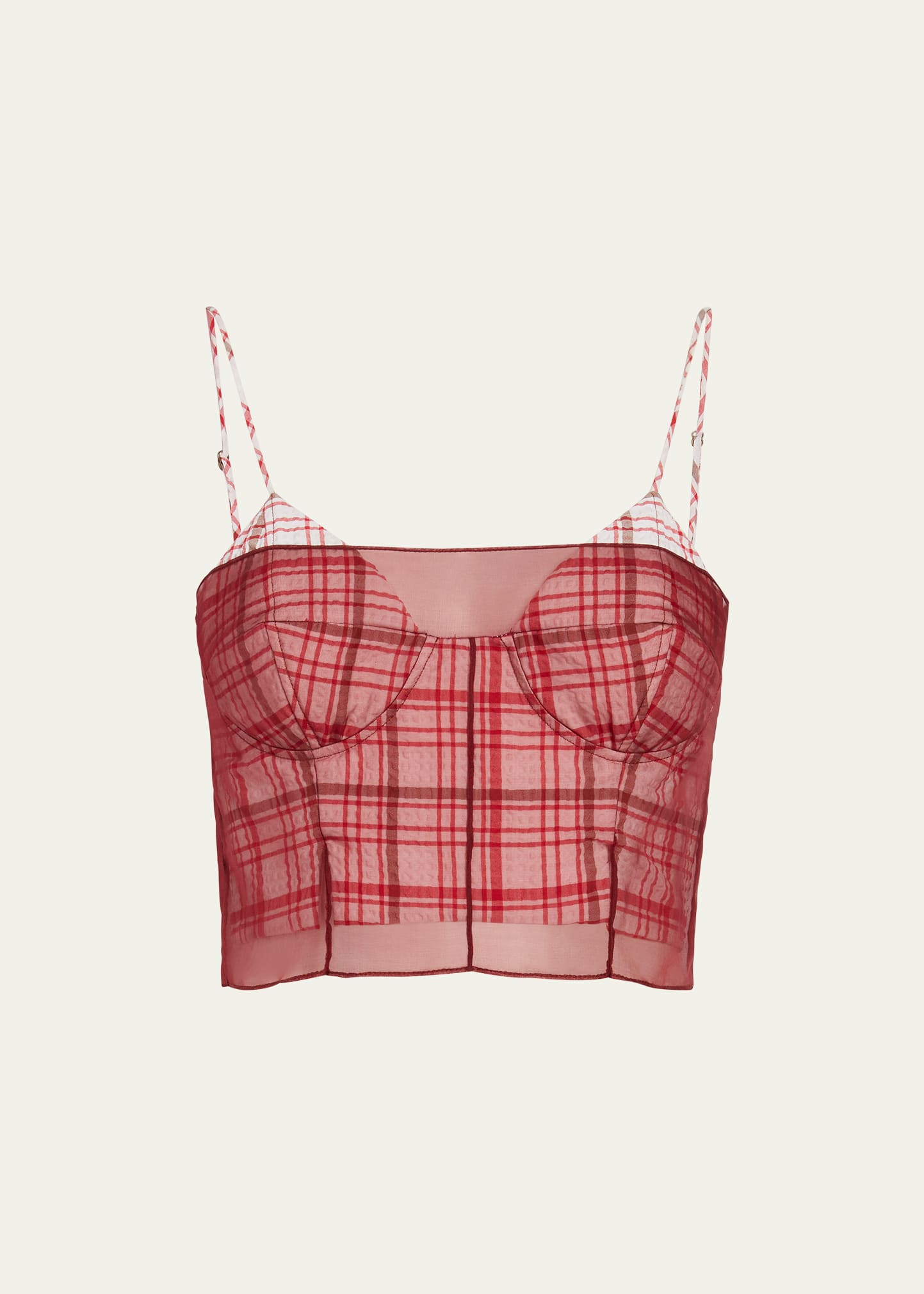 ROSIE ASSOULIN I SHEER RIGHT THROUGH YOU PLAID CROP TOP