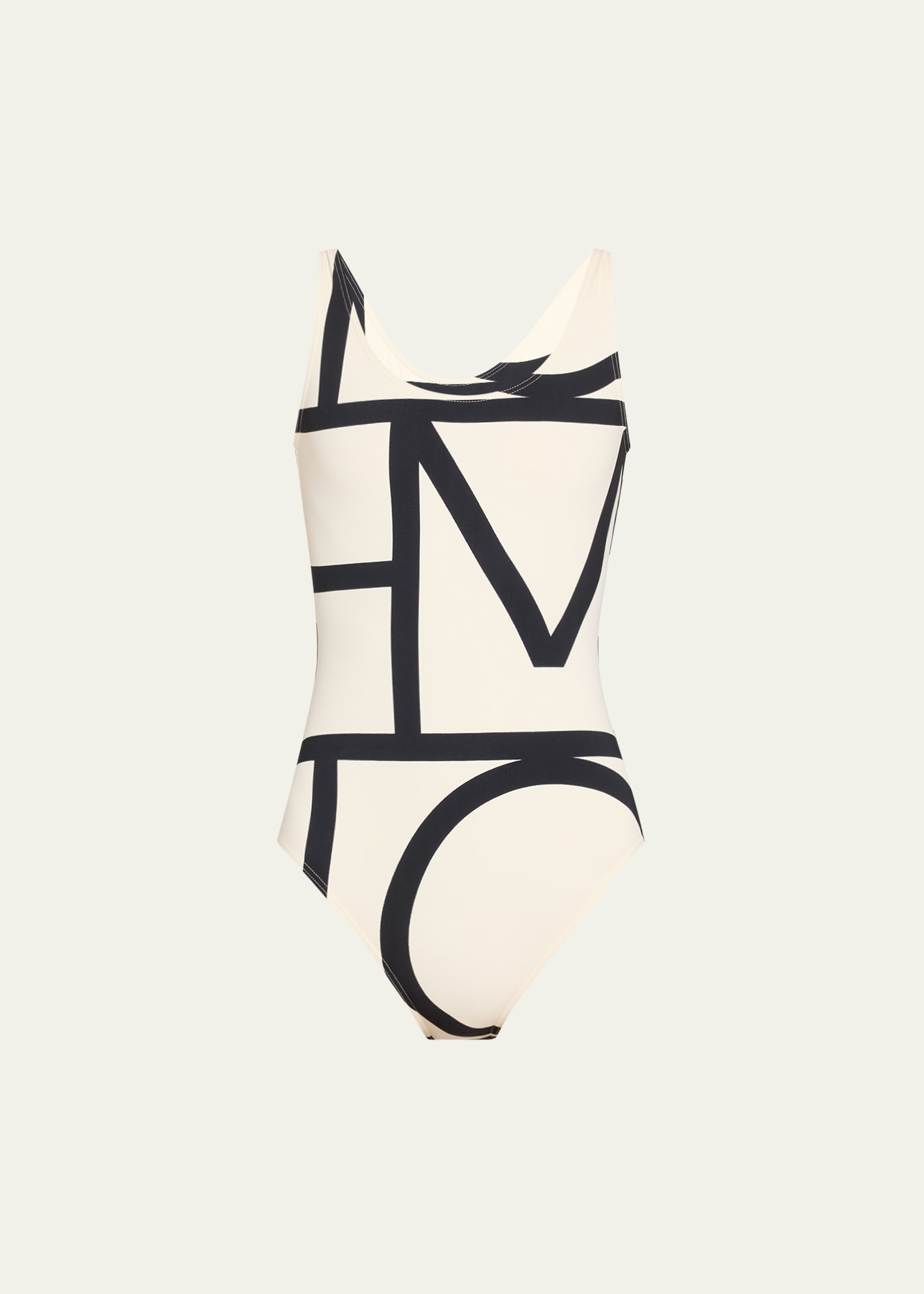 Totême Toteme One-piece Swimsuit With Lettering In Off White