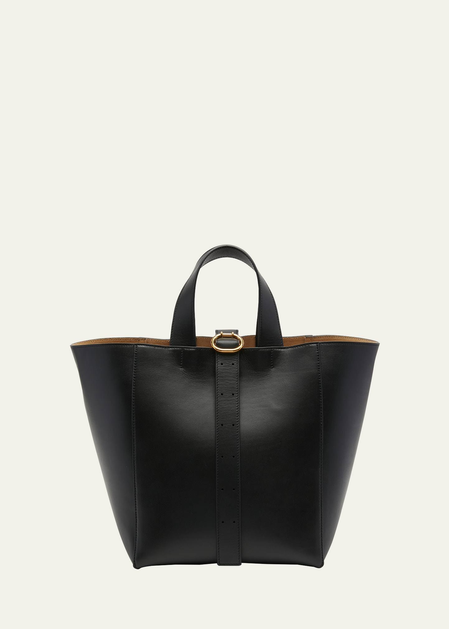 Jil Sander Medium Leather Square Tote Bag In 001 Black