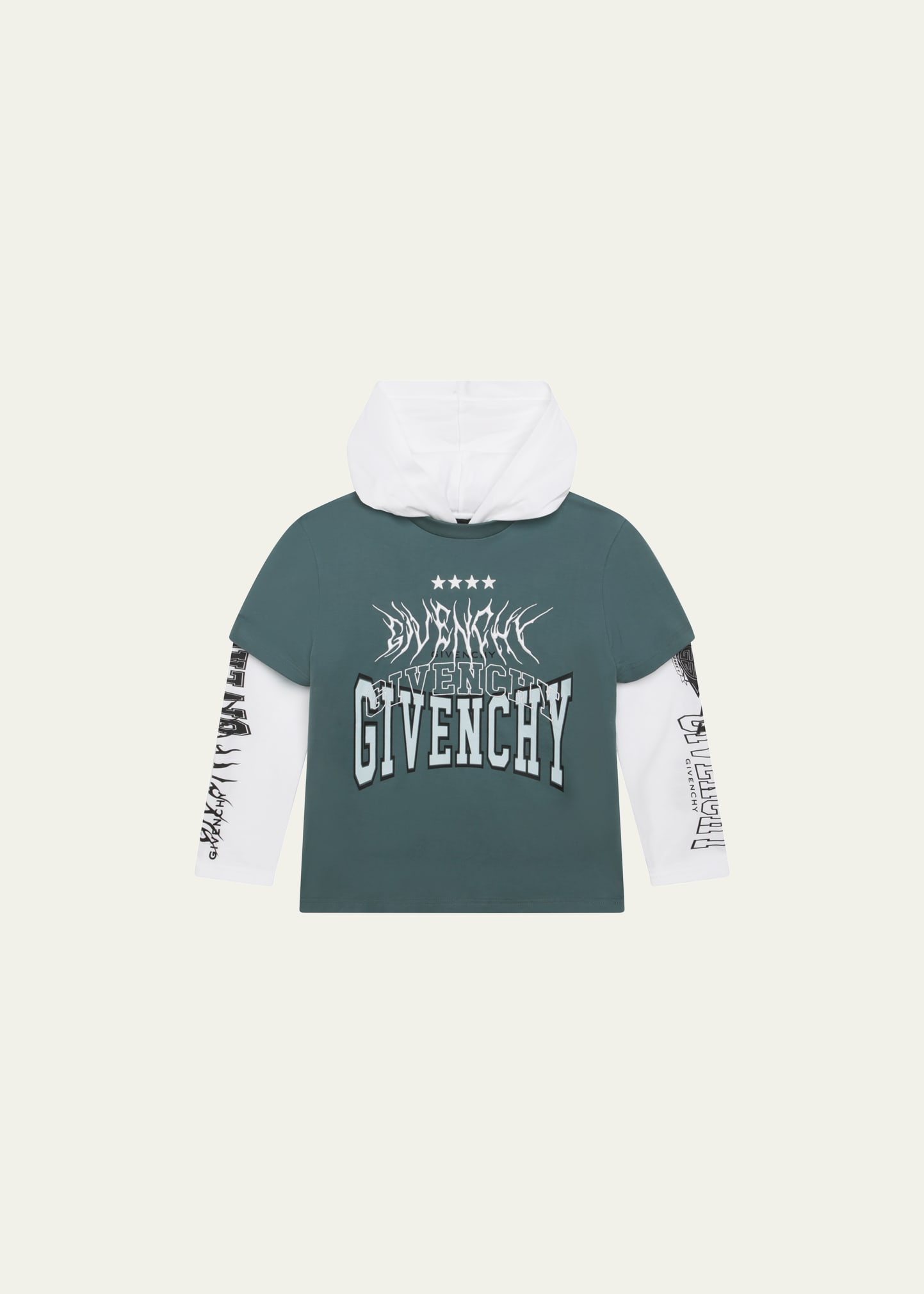Givenchy Kids' Boy's Graphic Logo-print Combo T-shirt In 630-olive