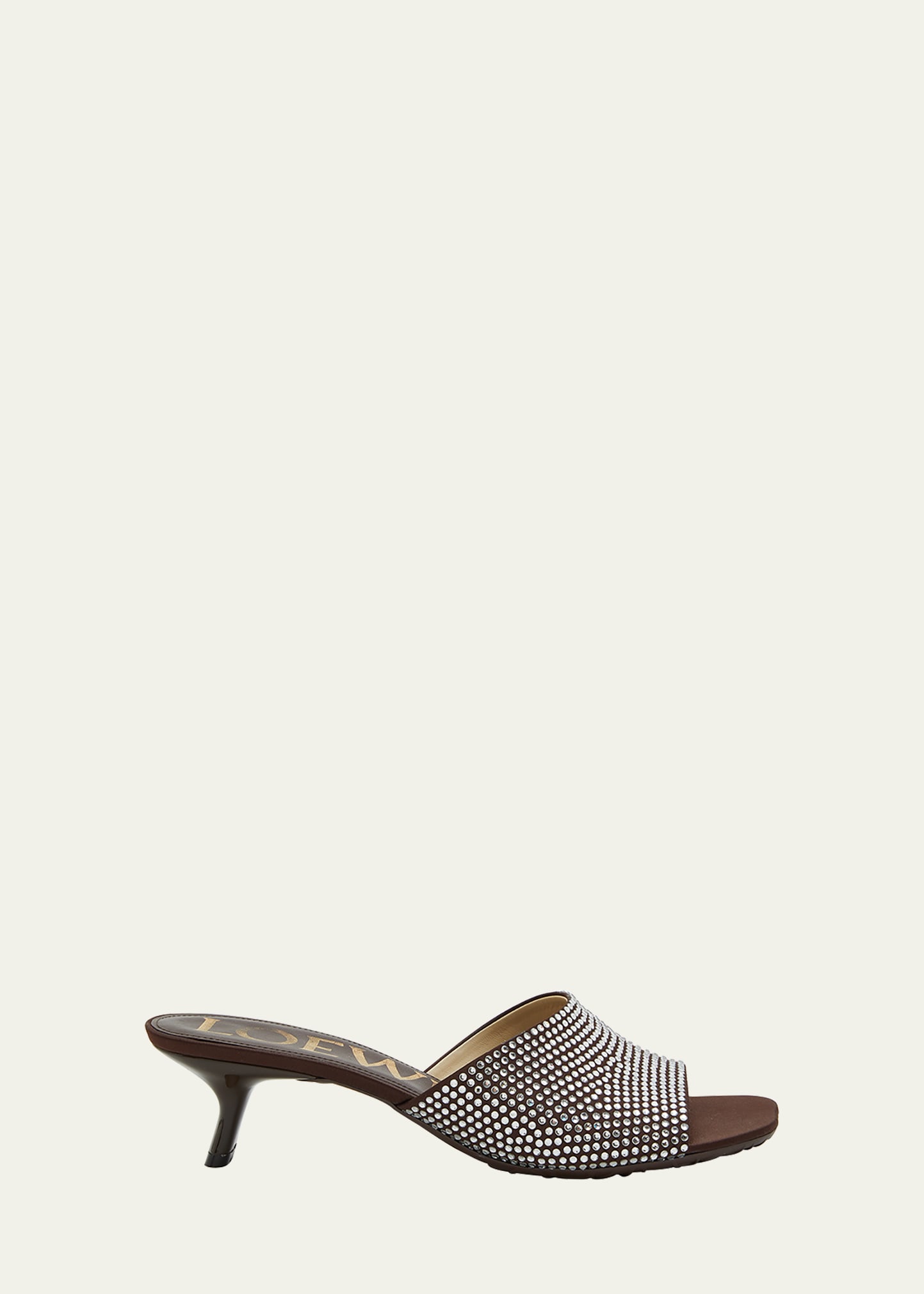 Loewe Petal Strass Kitten-heel Mule Sandals In Shitake