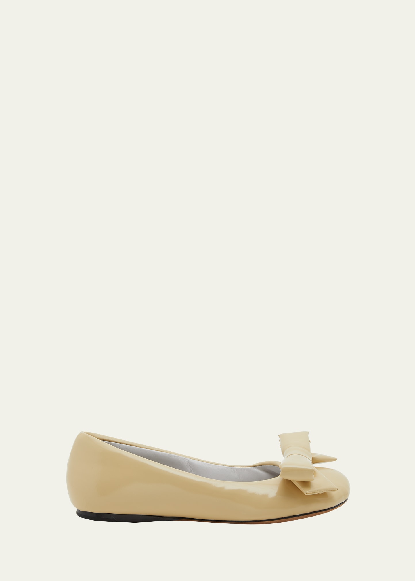 Loewe Puffy Patent Leather Ballerina Flats In Oat Milk