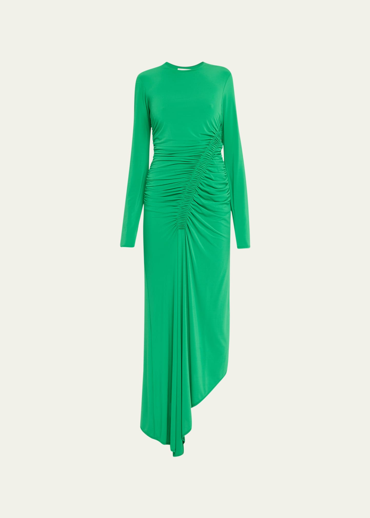 A.l.c Adeline Asymmetric Ruched Stretch Maxi Dress In Fern