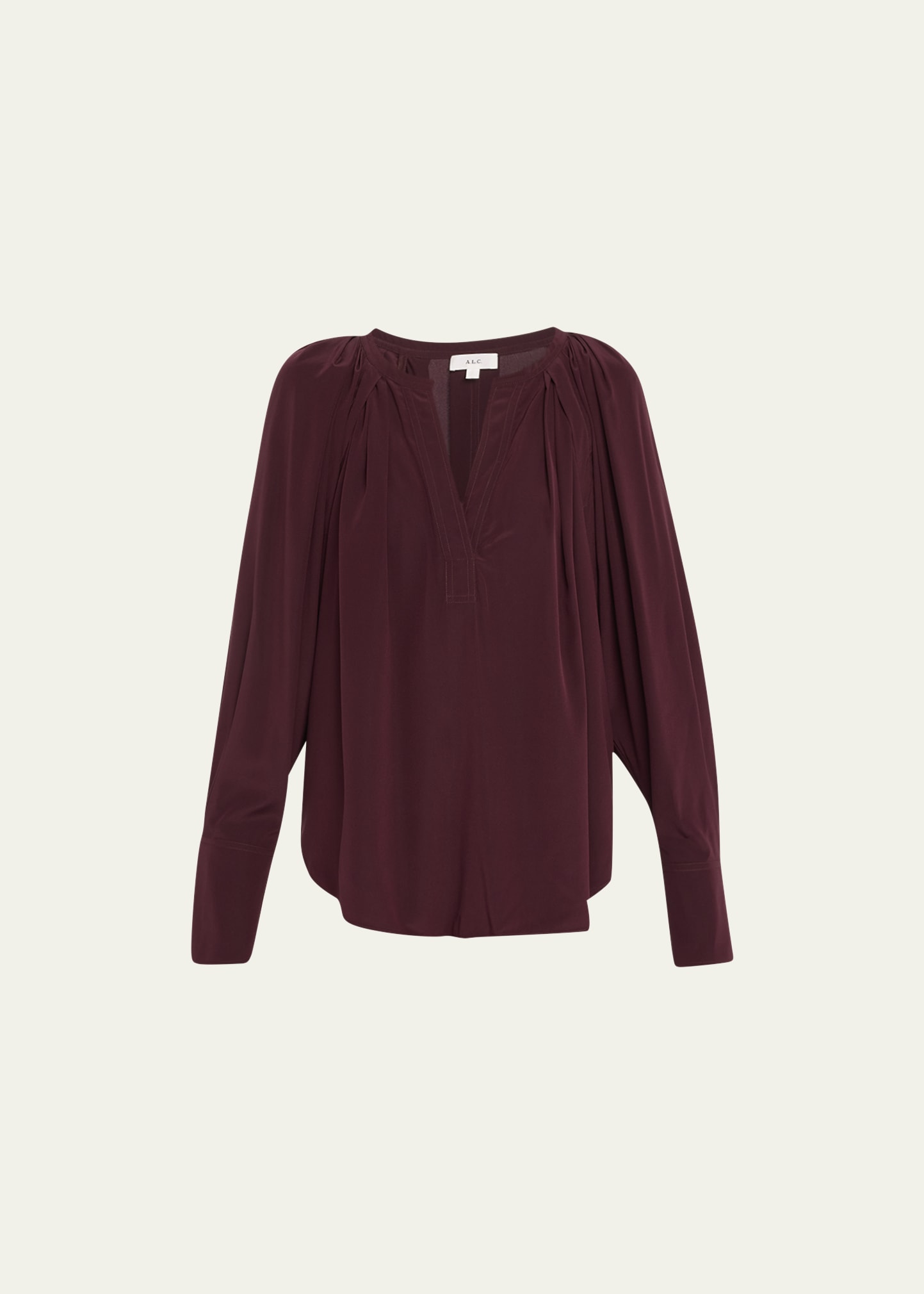 Nomad Pleated Silk V-Neck Blouse